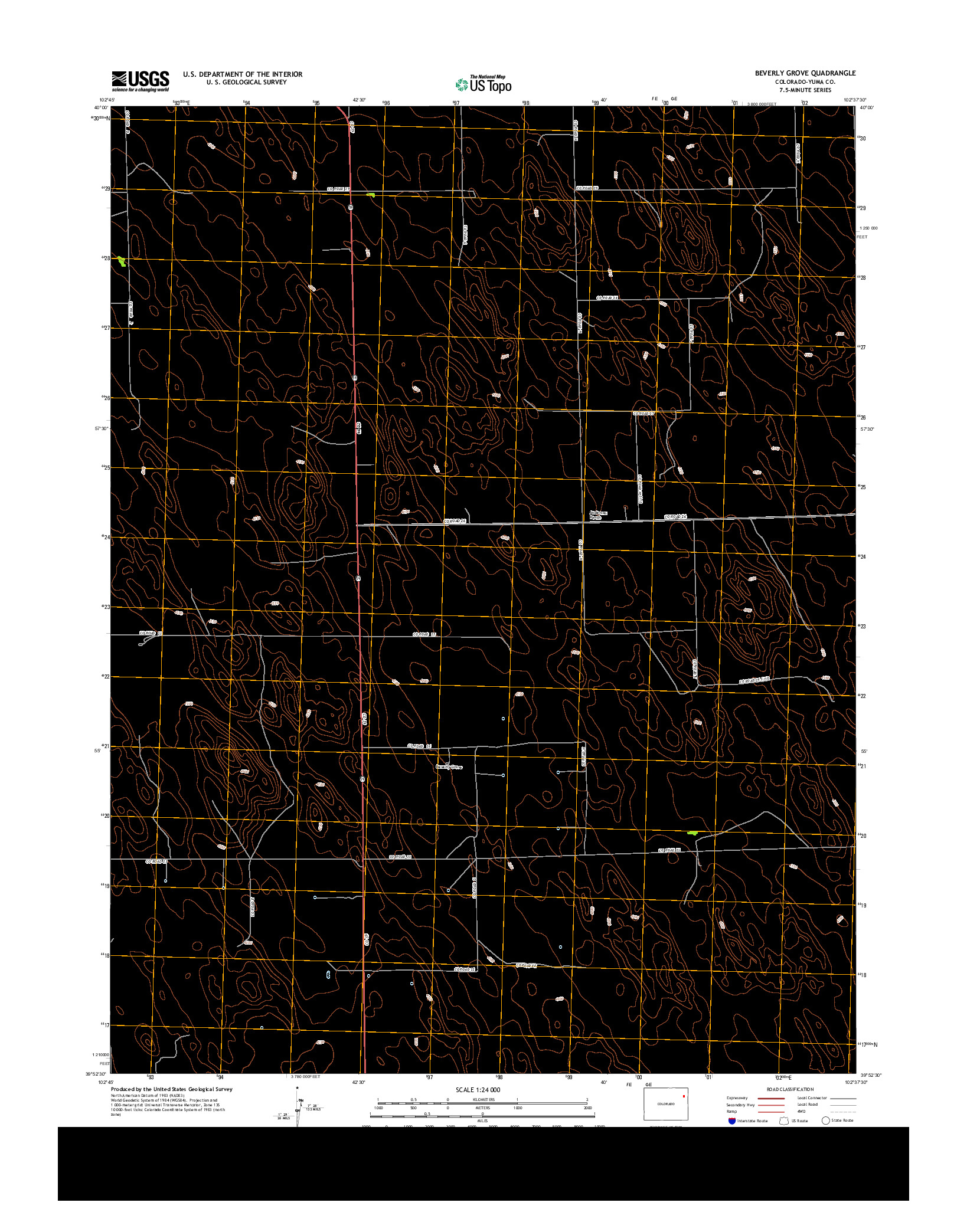 USGS US TOPO 7.5-MINUTE MAP FOR BEVERLY GROVE, CO 2013