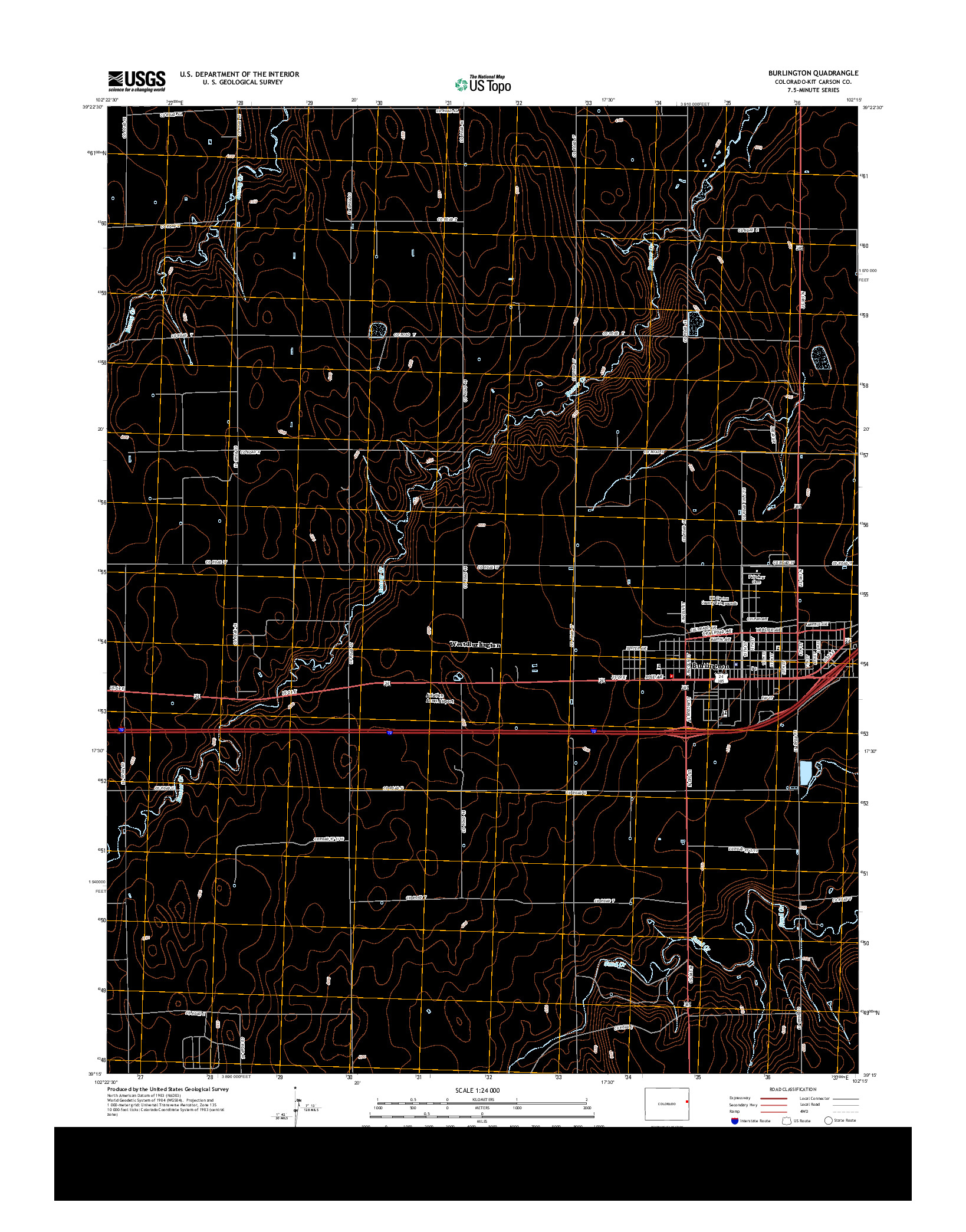 USGS US TOPO 7.5-MINUTE MAP FOR BURLINGTON, CO 2013