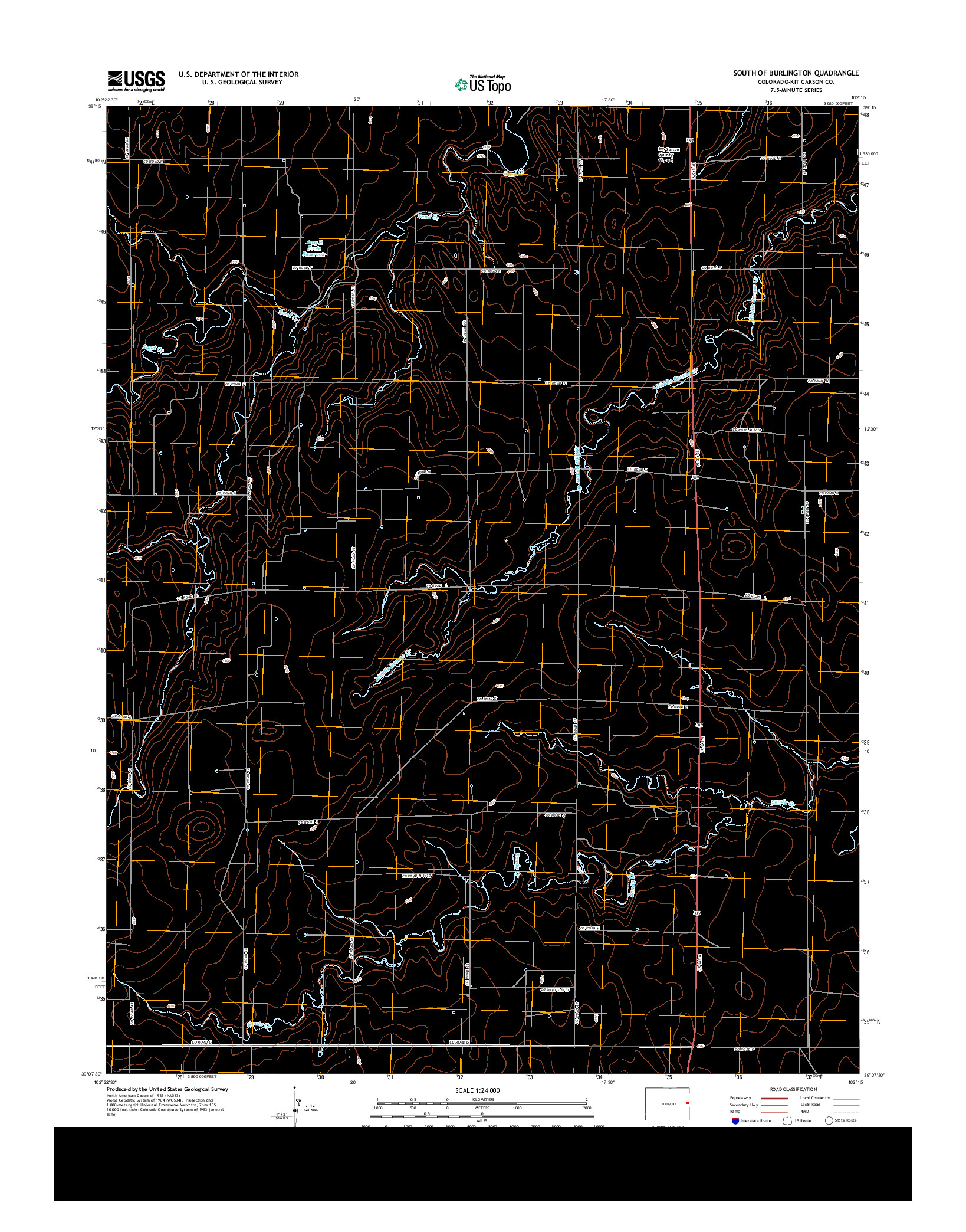 USGS US TOPO 7.5-MINUTE MAP FOR SOUTH OF BURLINGTON, CO 2013
