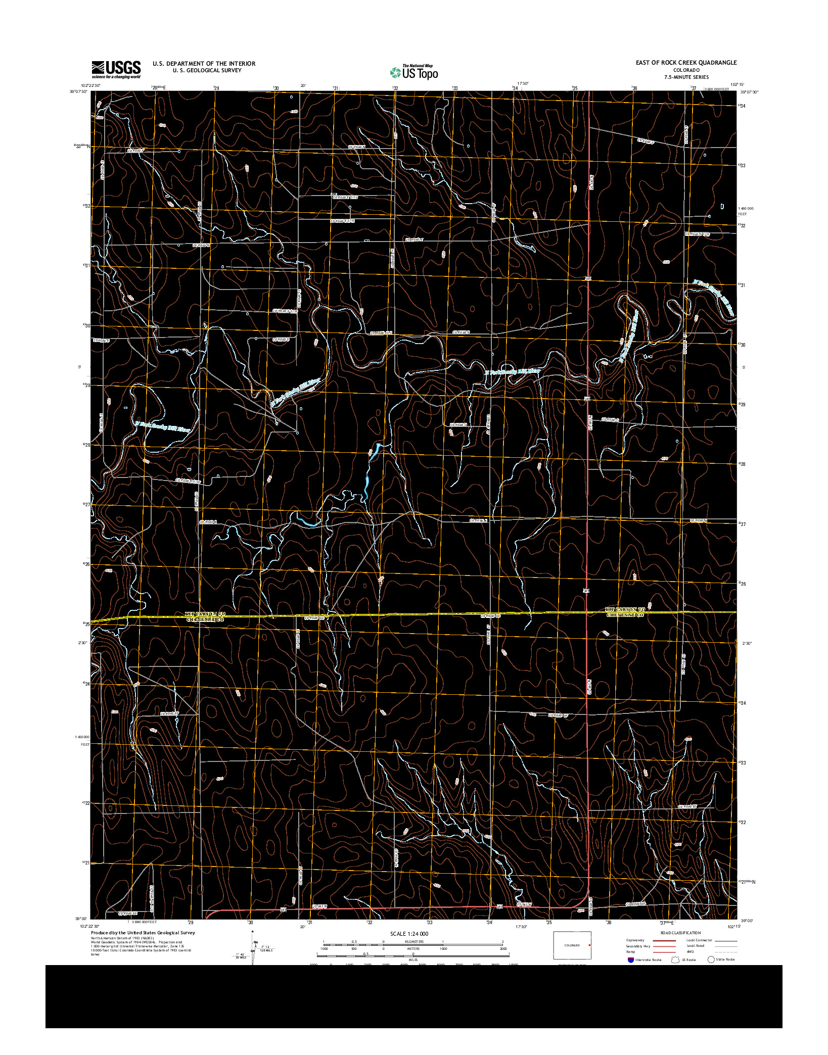 USGS US TOPO 7.5-MINUTE MAP FOR EAST OF ROCK CREEK, CO 2013