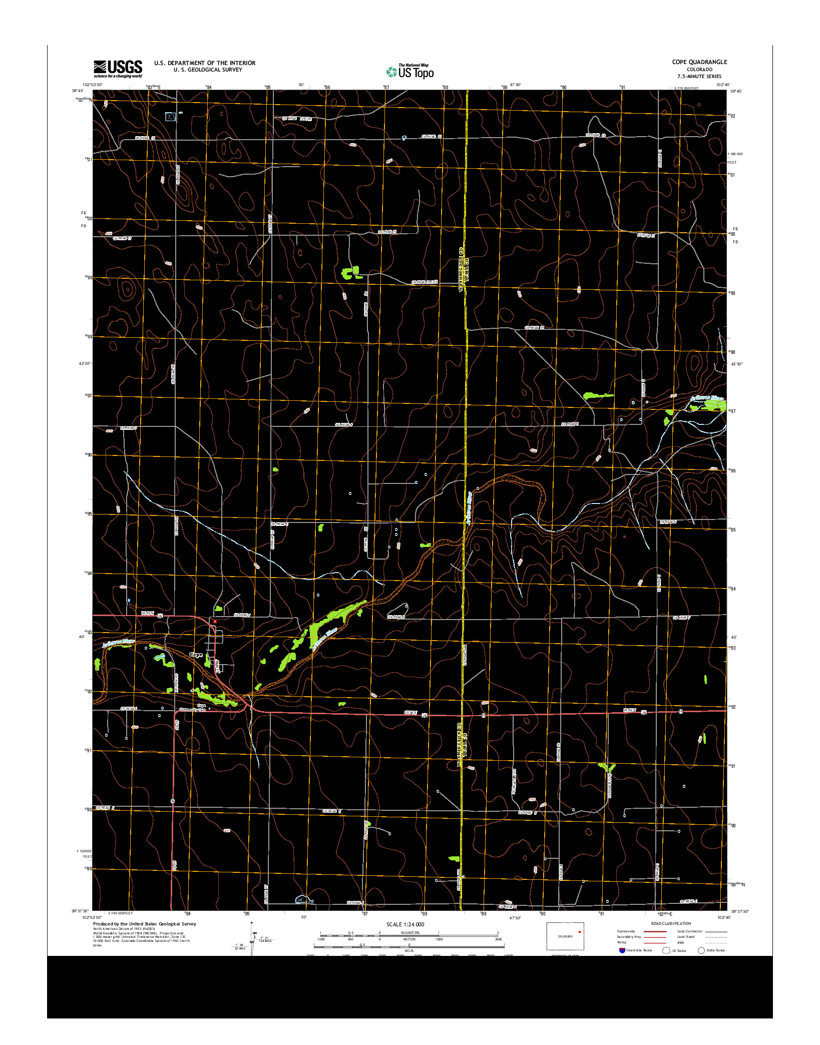 USGS US TOPO 7.5-MINUTE MAP FOR COPE, CO 2013