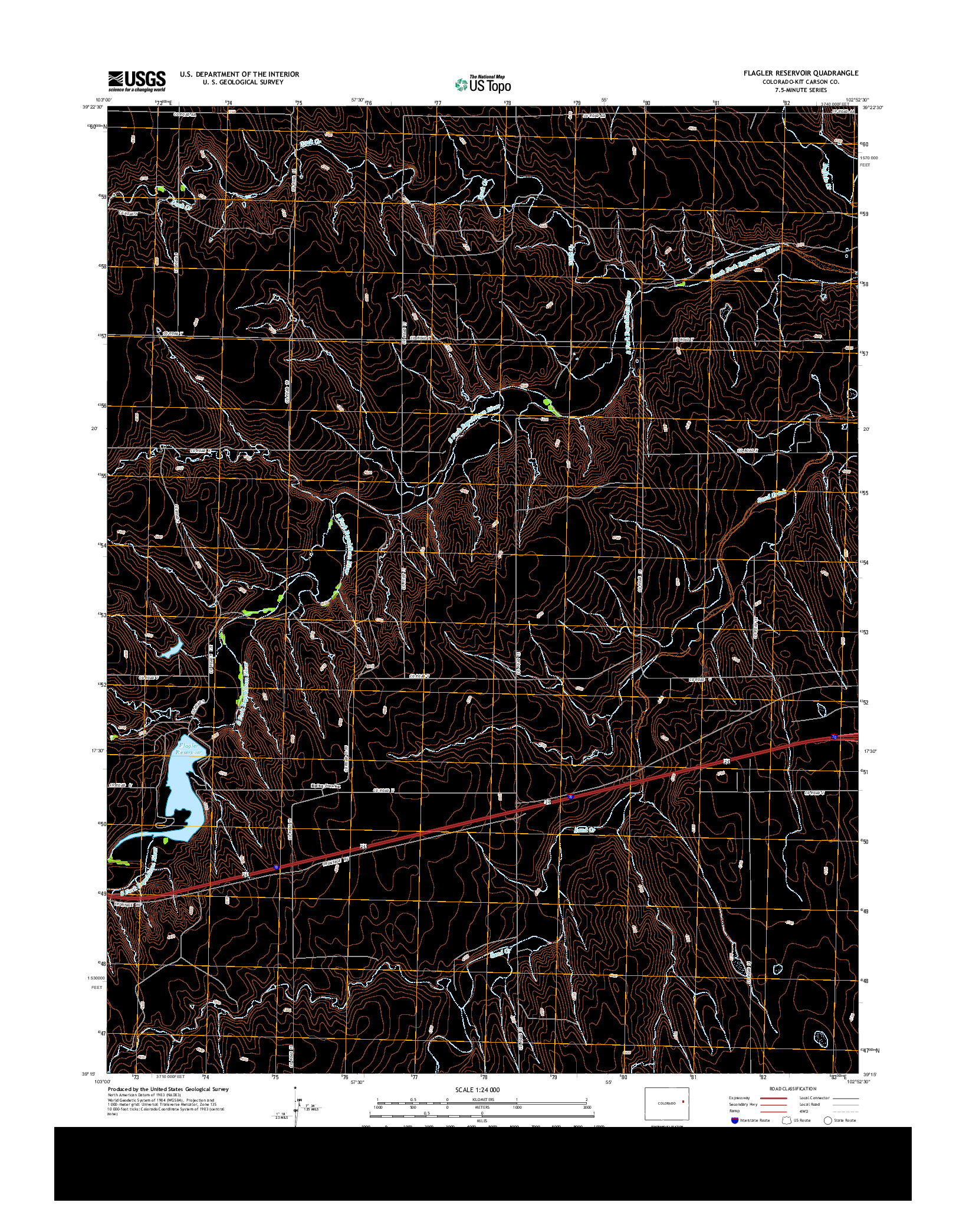 USGS US TOPO 7.5-MINUTE MAP FOR FLAGLER RESERVOIR, CO 2013