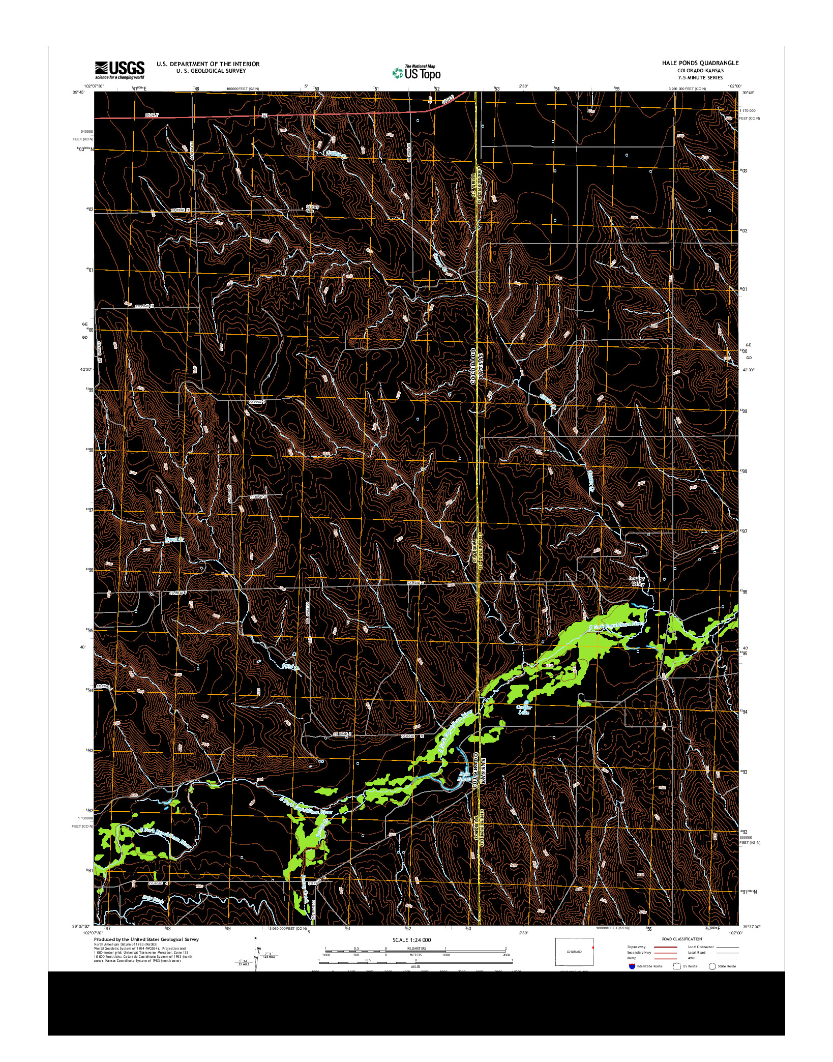 USGS US TOPO 7.5-MINUTE MAP FOR HALE PONDS, CO-KS 2013