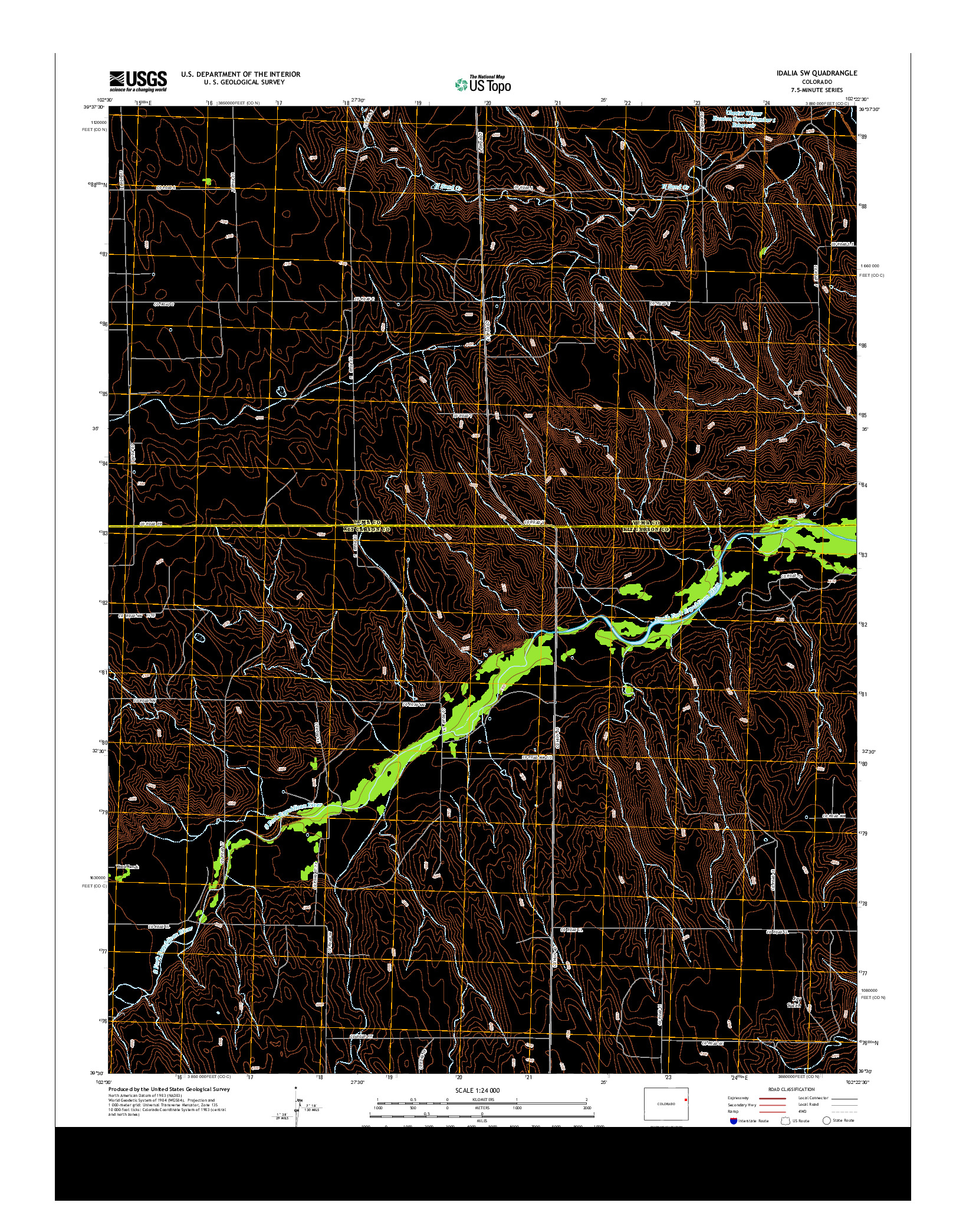 USGS US TOPO 7.5-MINUTE MAP FOR IDALIA SW, CO 2013