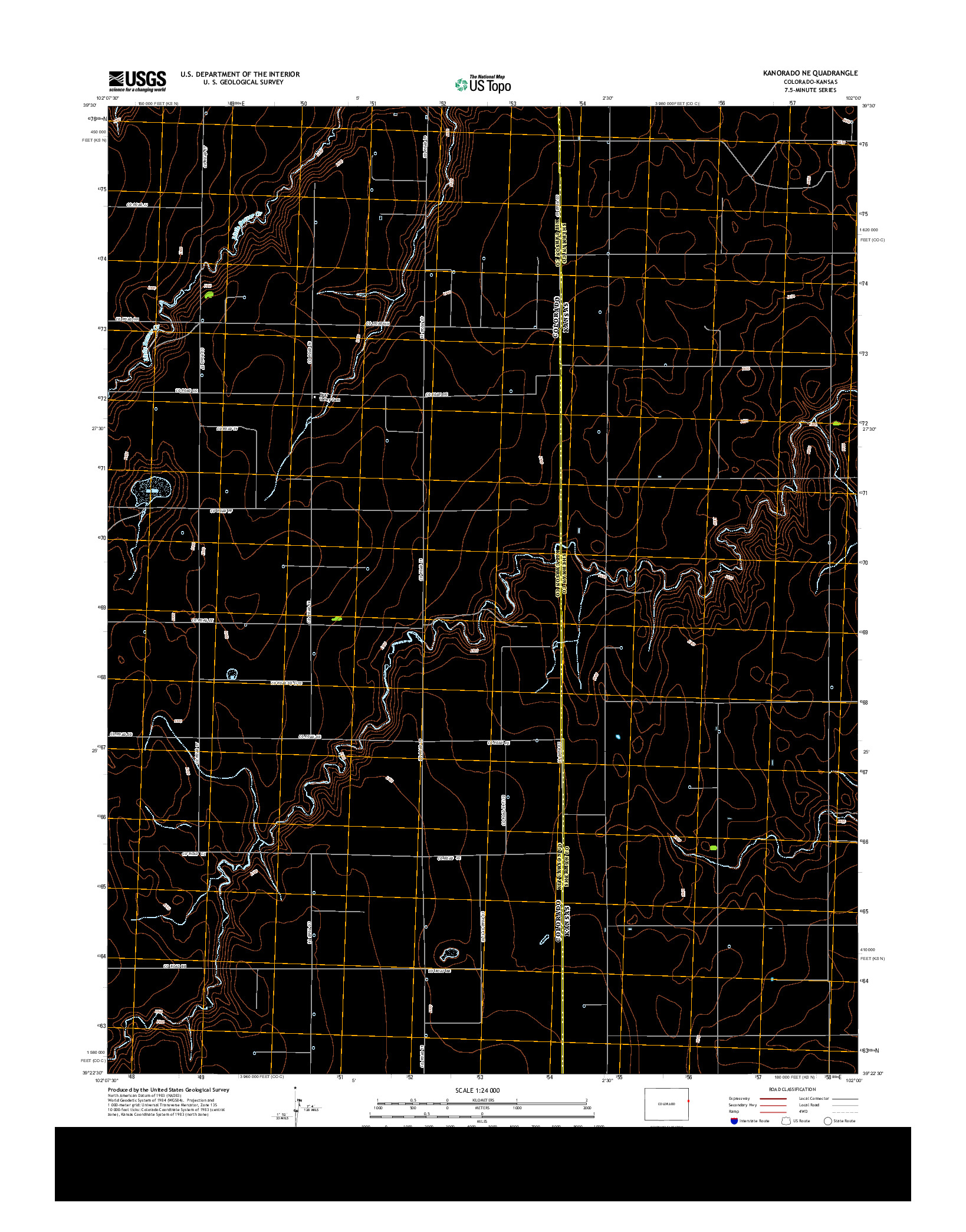 USGS US TOPO 7.5-MINUTE MAP FOR KANORADO NE, CO-KS 2013
