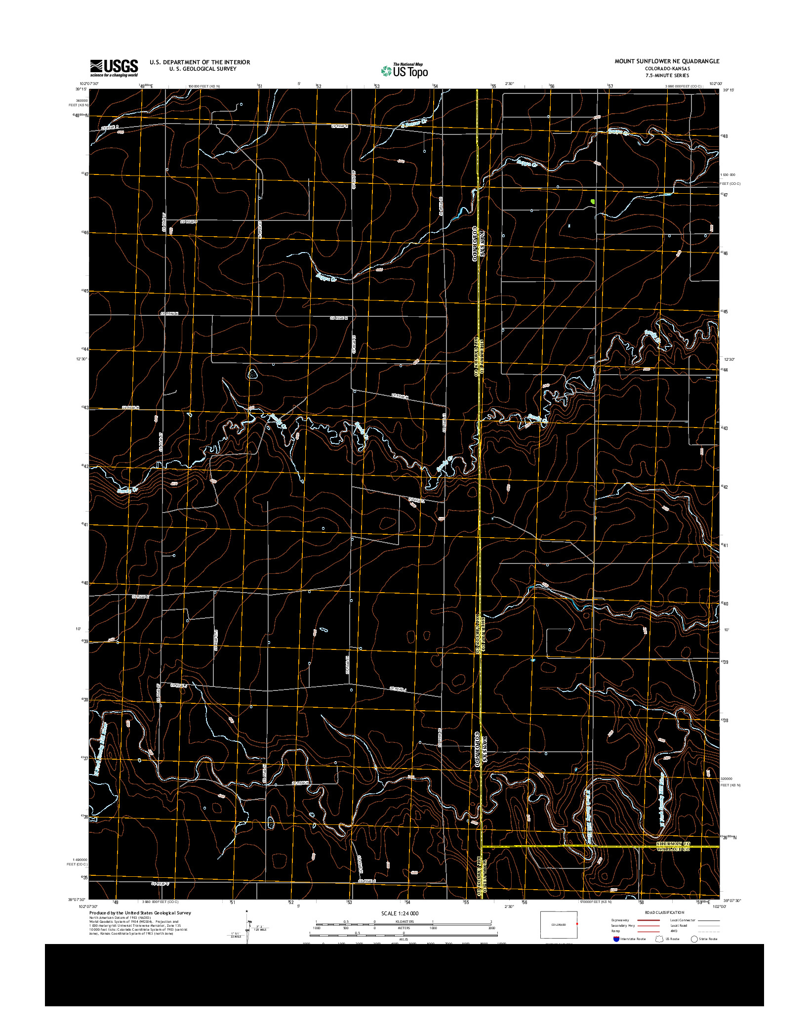 USGS US TOPO 7.5-MINUTE MAP FOR MOUNT SUNFLOWER NE, CO-KS 2013