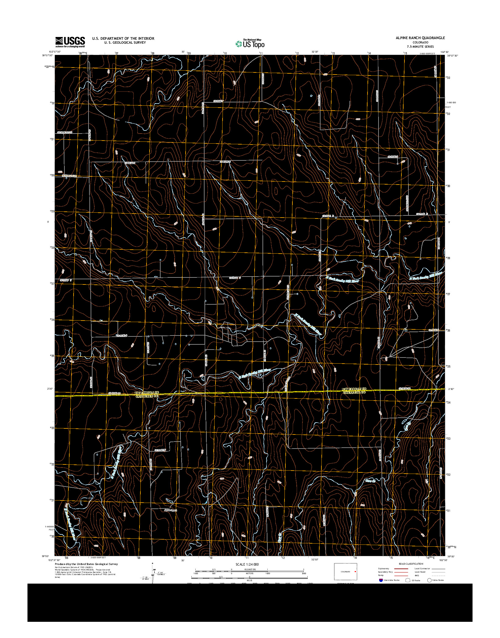 USGS US TOPO 7.5-MINUTE MAP FOR ALPINE RANCH, CO 2013