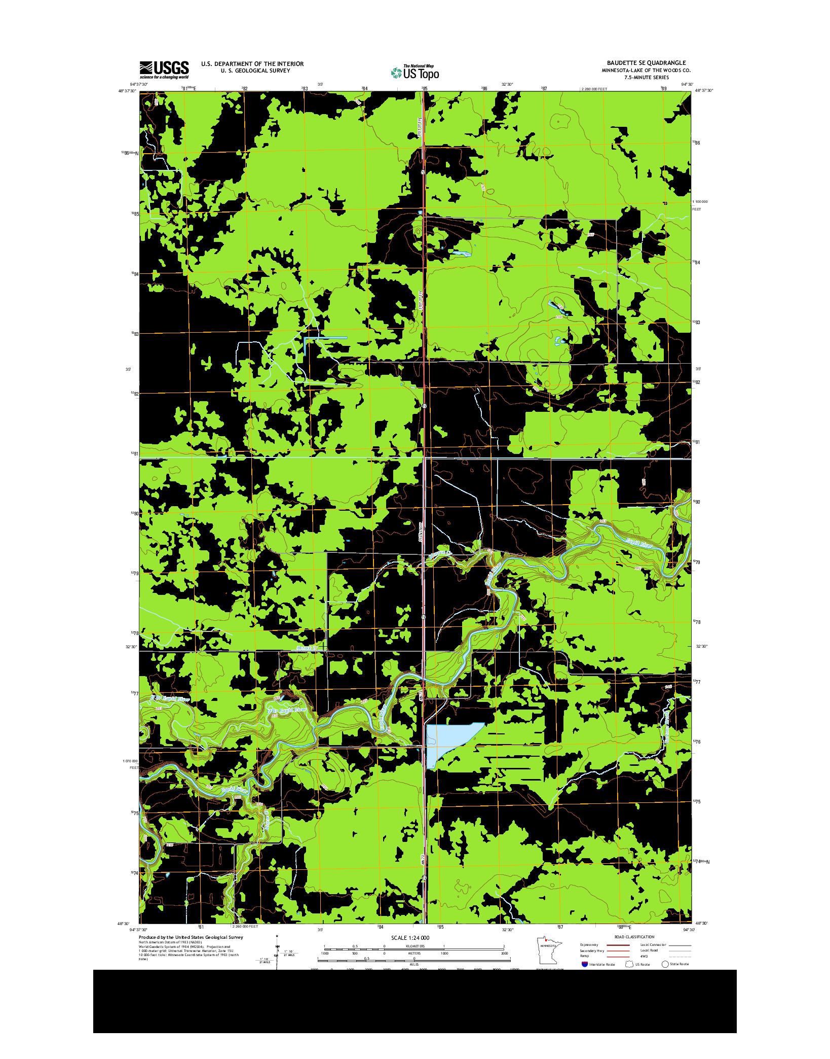 USGS US TOPO 7.5-MINUTE MAP FOR BAUDETTE SE, MN 2013