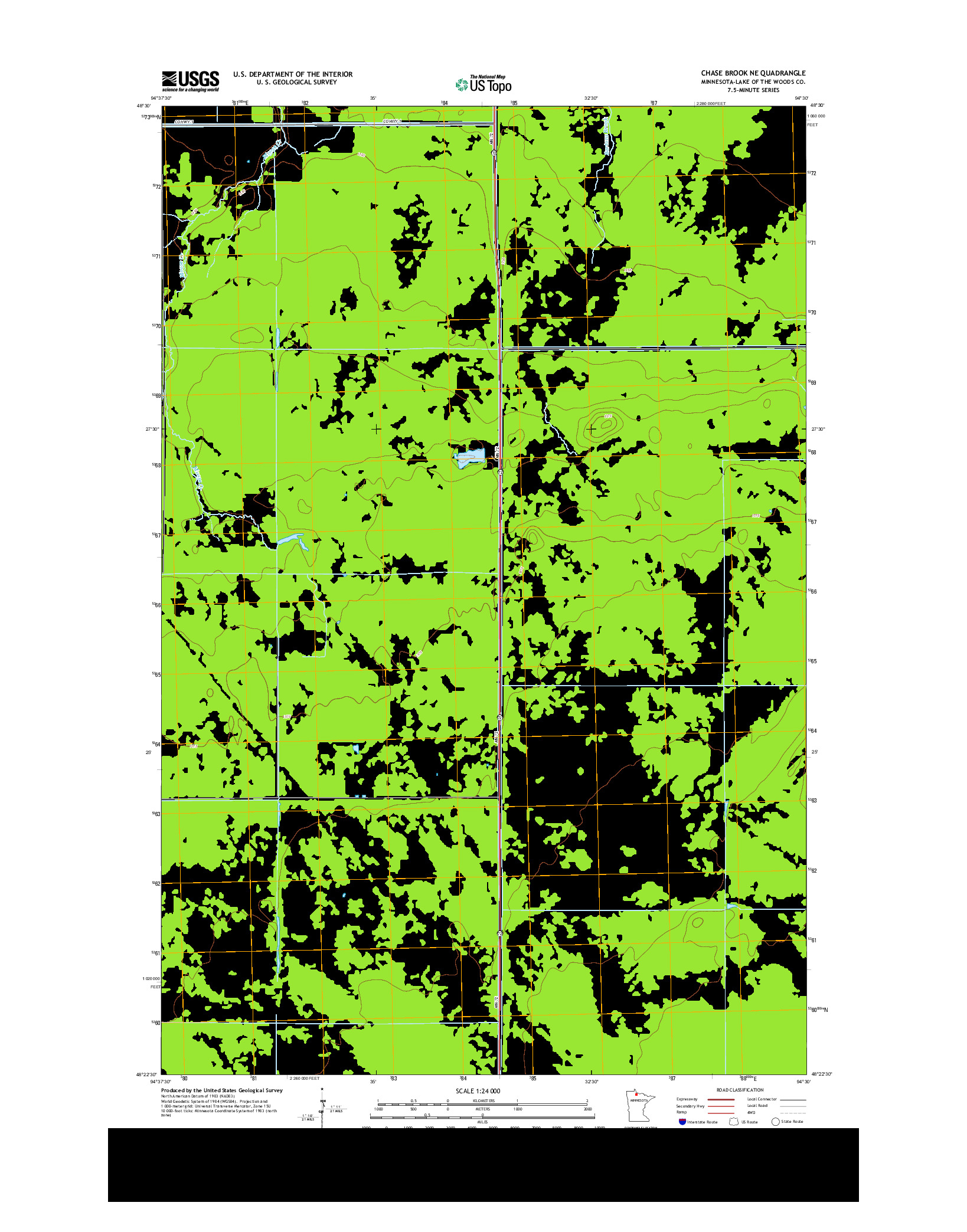 USGS US TOPO 7.5-MINUTE MAP FOR CHASE BROOK NE, MN 2013