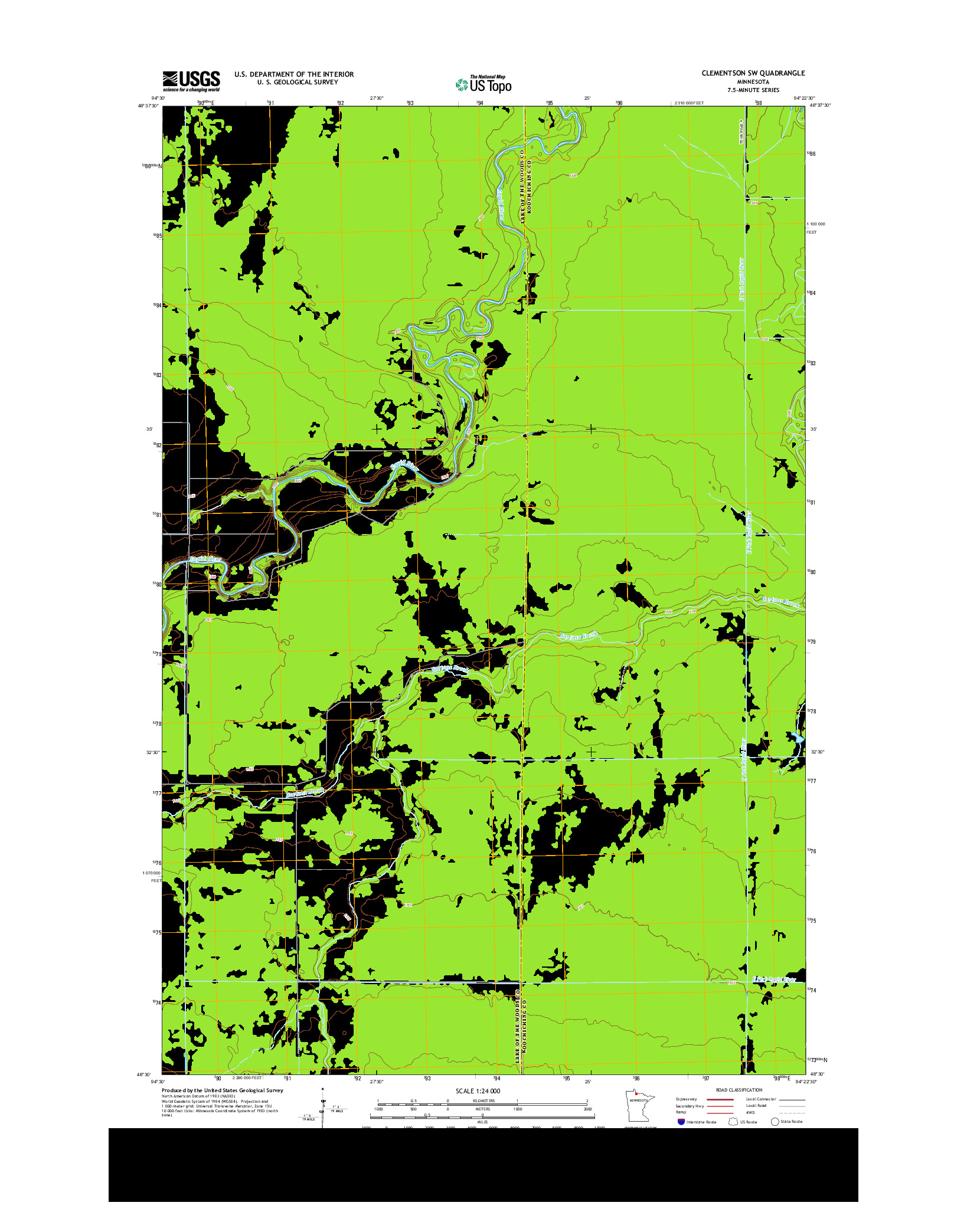 USGS US TOPO 7.5-MINUTE MAP FOR CLEMENTSON SW, MN 2013