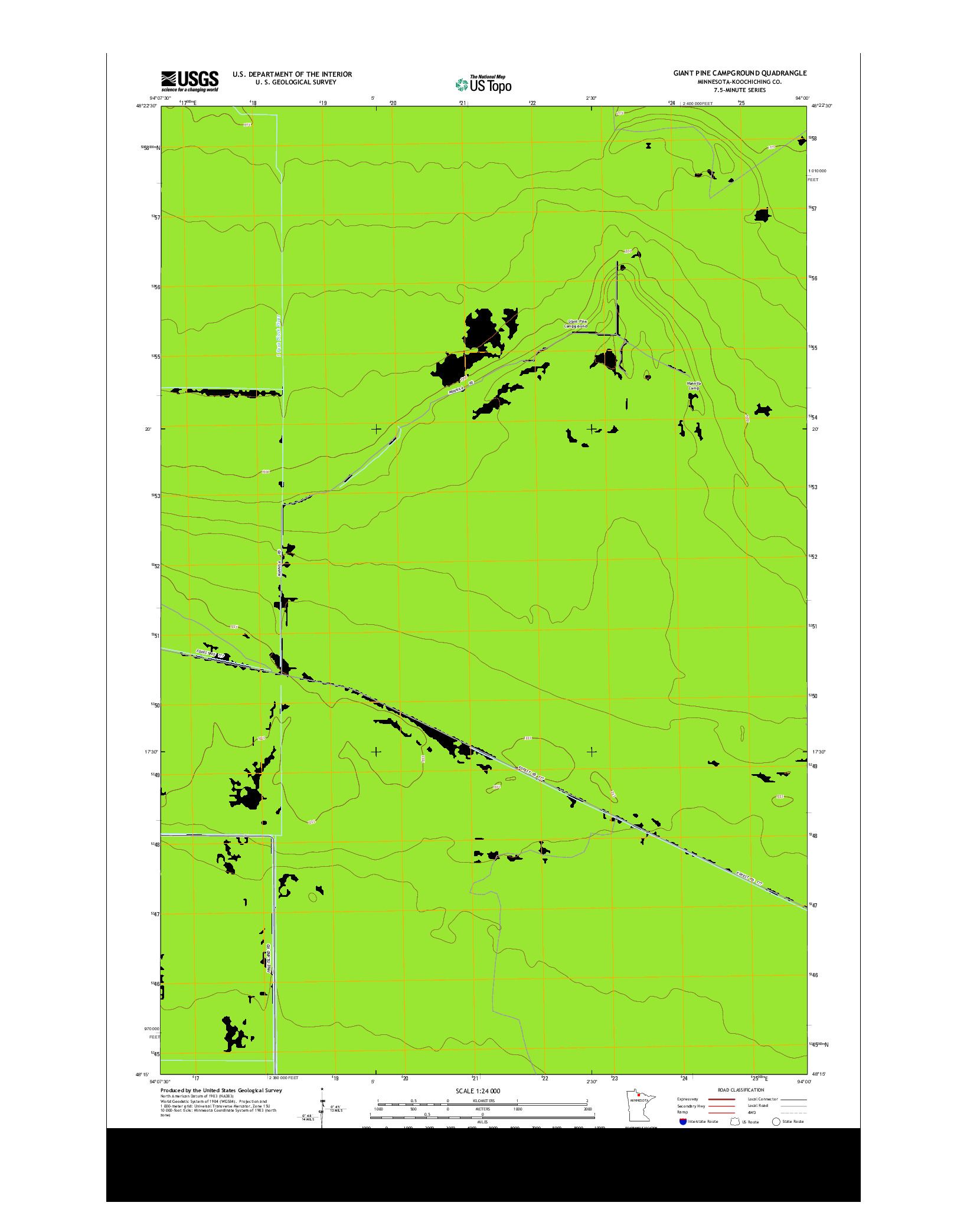 USGS US TOPO 7.5-MINUTE MAP FOR GIANT PINE CAMPGROUND, MN 2013