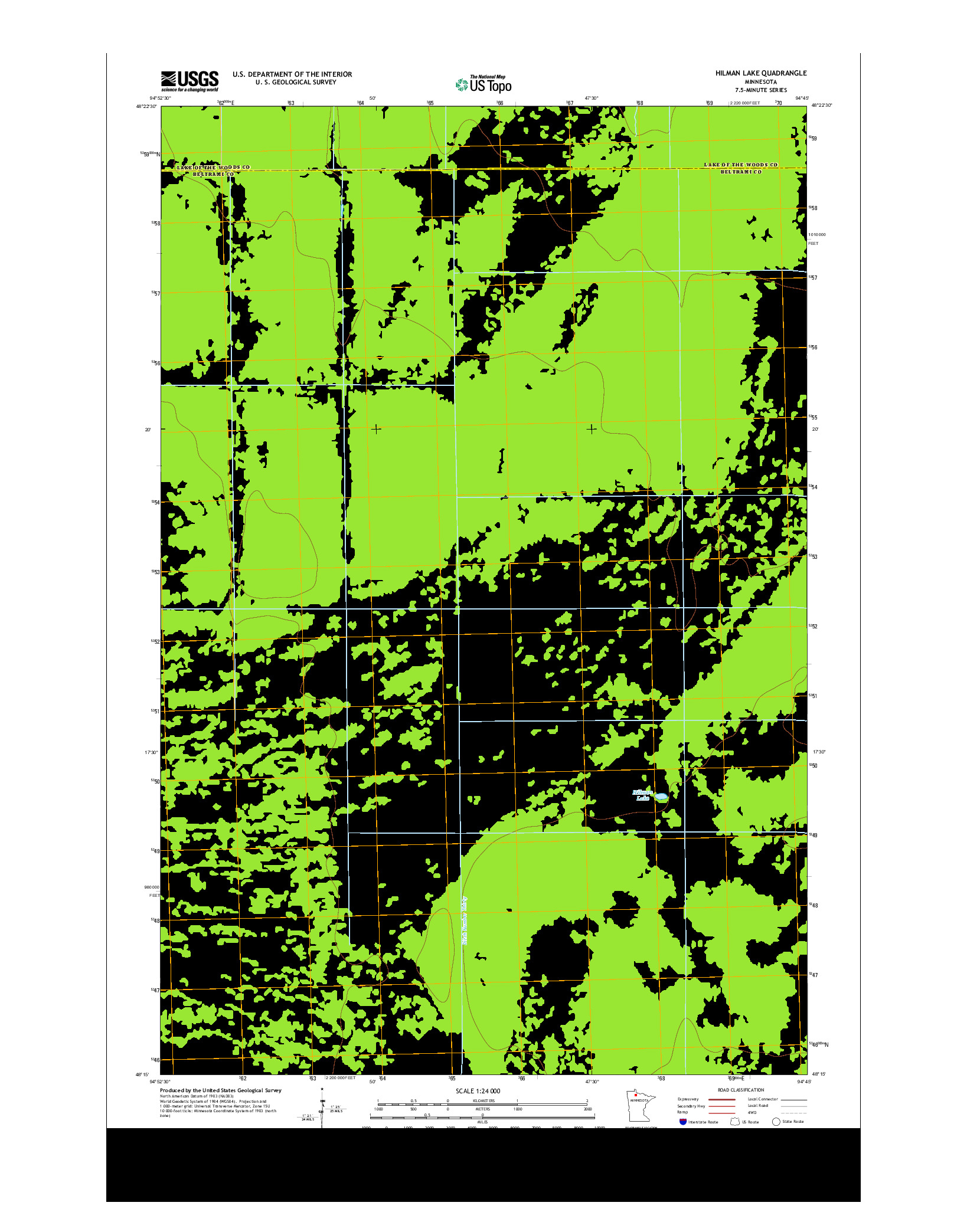 USGS US TOPO 7.5-MINUTE MAP FOR HILMAN LAKE, MN 2013