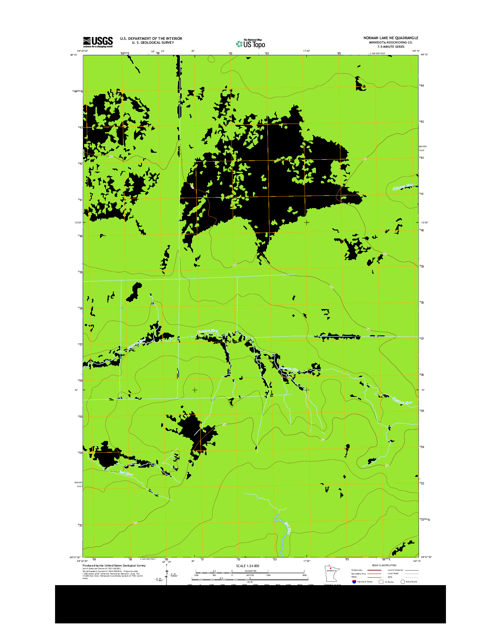 USGS US TOPO 7.5-MINUTE MAP FOR NORMAN LAKE NE, MN 2013