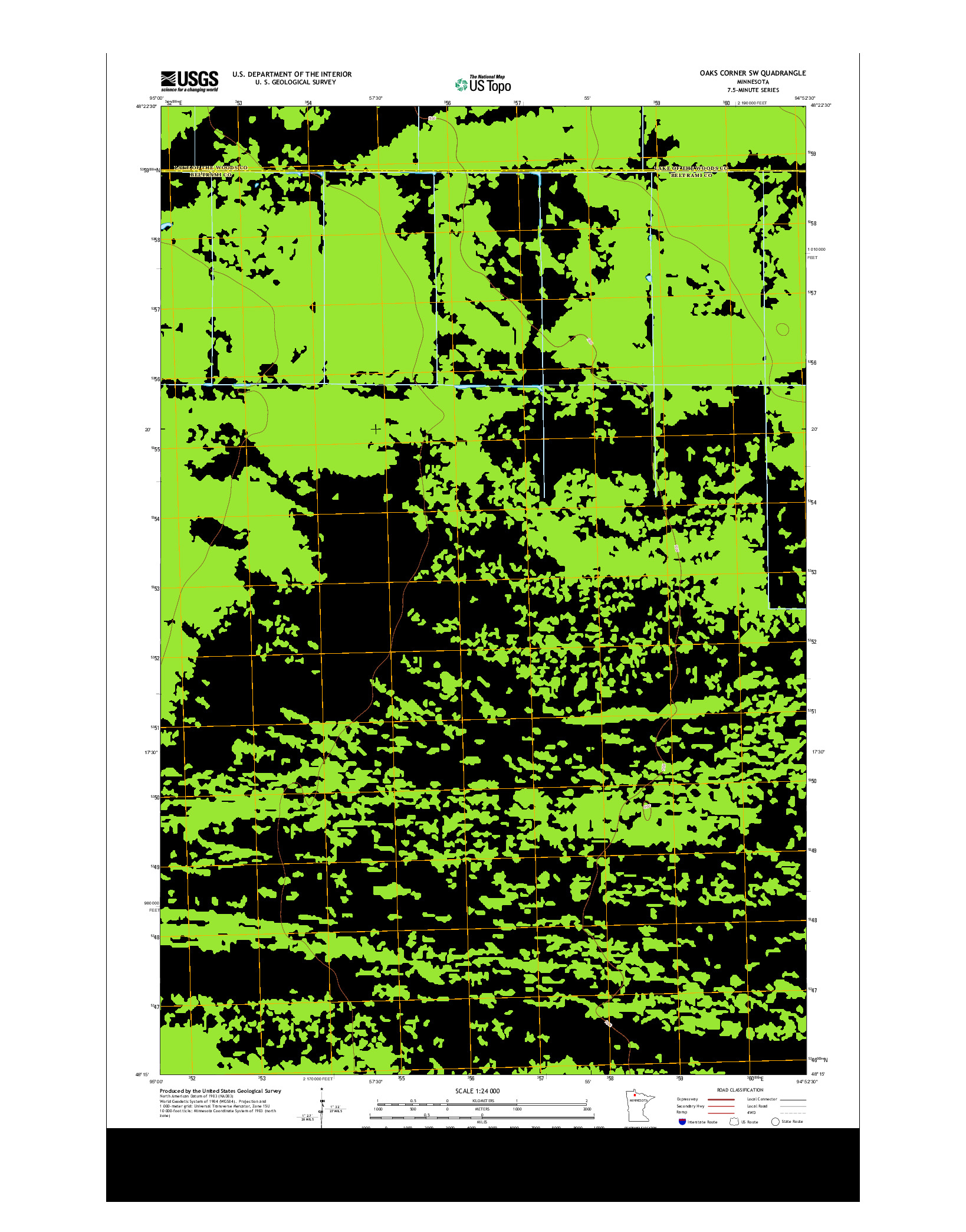 USGS US TOPO 7.5-MINUTE MAP FOR OAKS CORNER SW, MN 2013