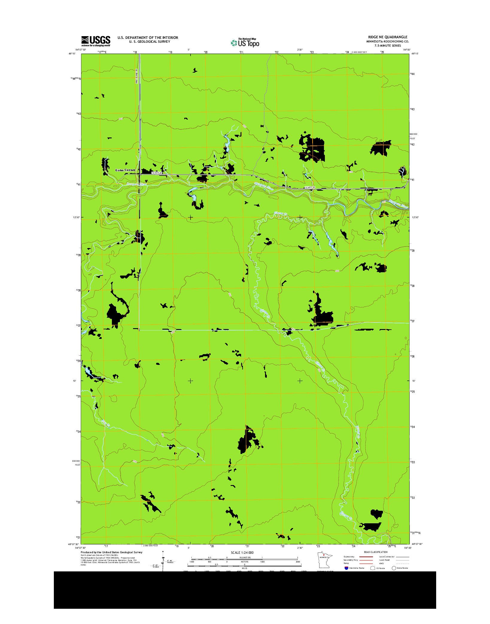 USGS US TOPO 7.5-MINUTE MAP FOR RIDGE NE, MN 2013