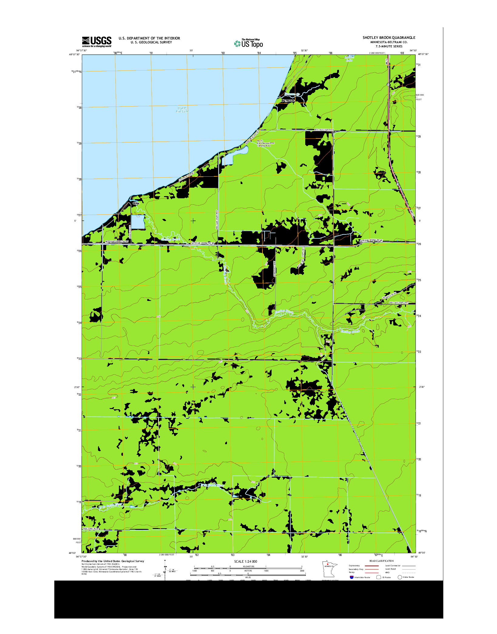 USGS US TOPO 7.5-MINUTE MAP FOR SHOTLEY BROOK, MN 2013