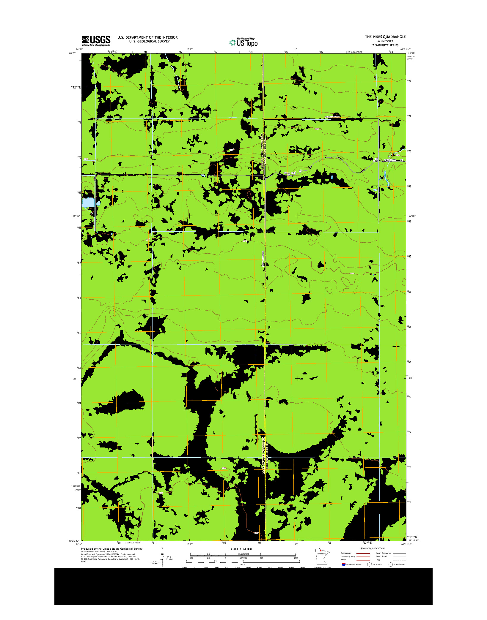 USGS US TOPO 7.5-MINUTE MAP FOR THE PINES, MN 2013