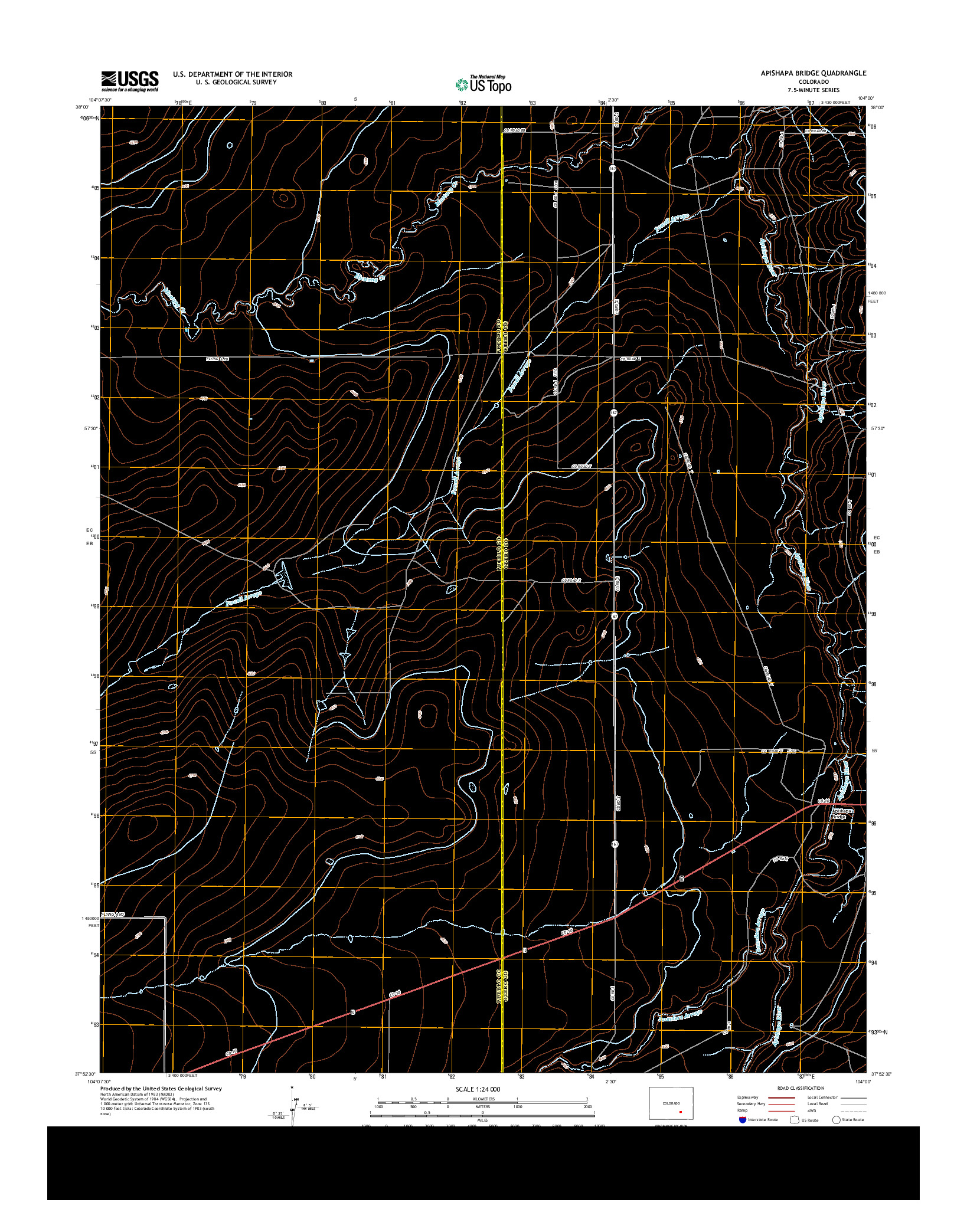 USGS US TOPO 7.5-MINUTE MAP FOR APISHAPA BRIDGE, CO 2013