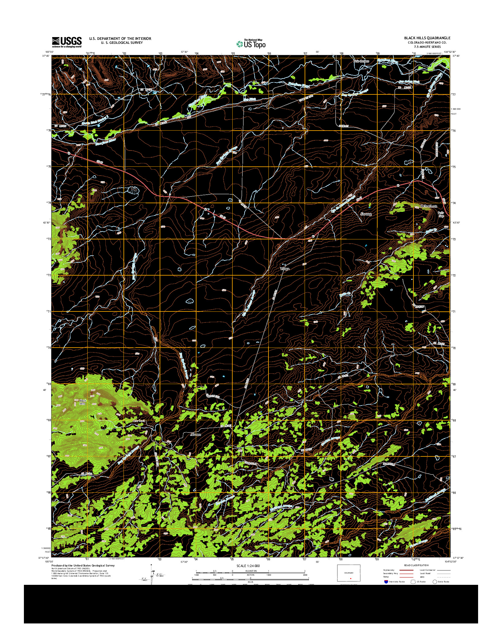 USGS US TOPO 7.5-MINUTE MAP FOR BLACK HILLS, CO 2013