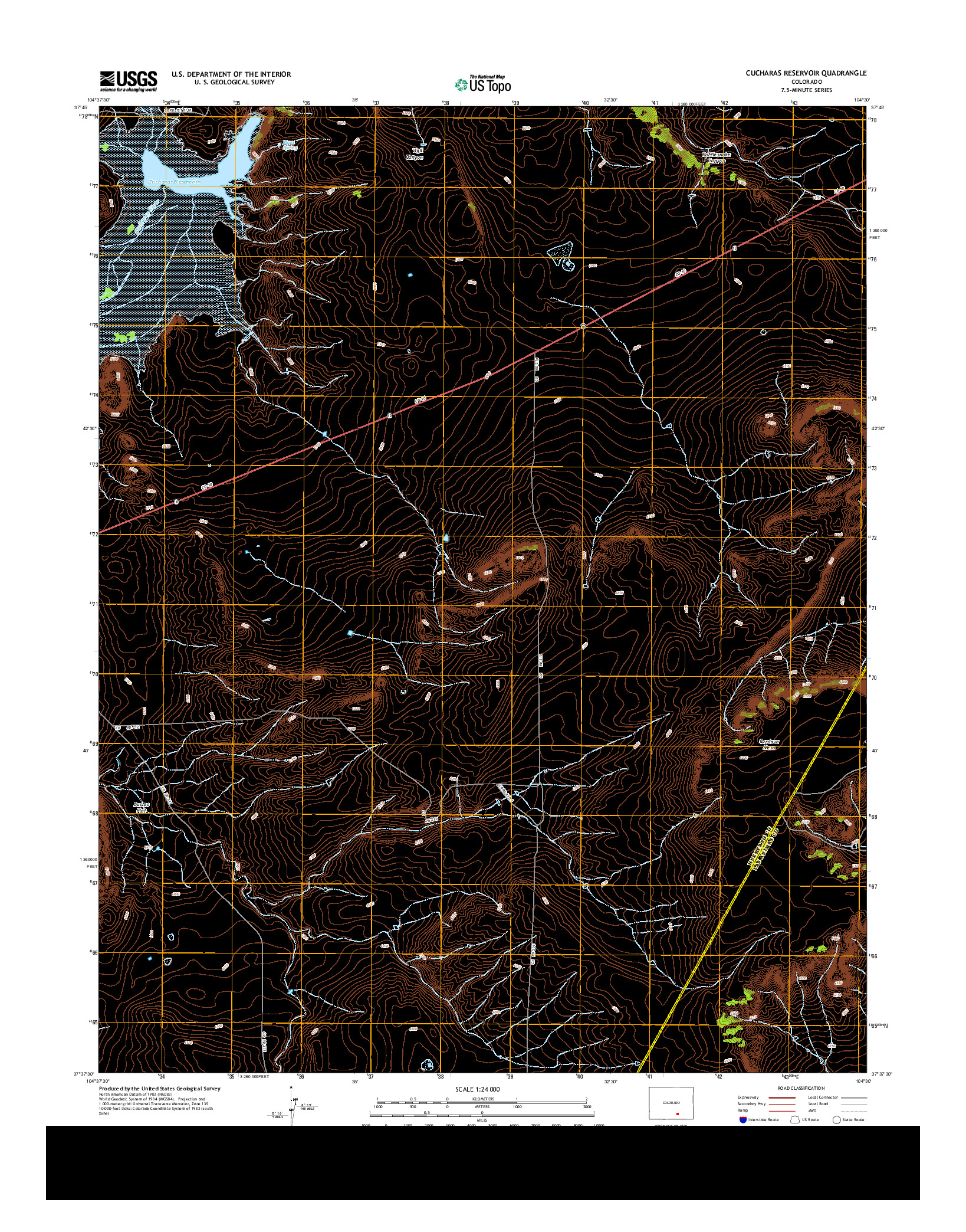 USGS US TOPO 7.5-MINUTE MAP FOR CUCHARAS RESERVOIR, CO 2013