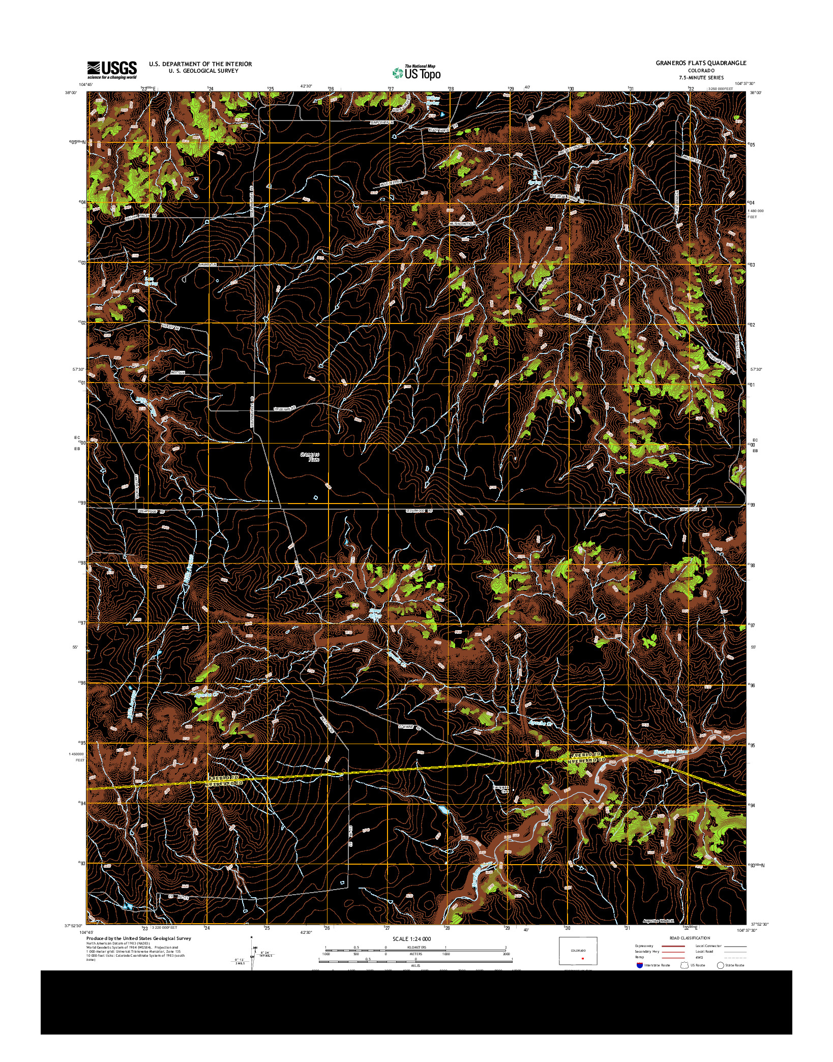 USGS US TOPO 7.5-MINUTE MAP FOR GRANEROS FLATS, CO 2013