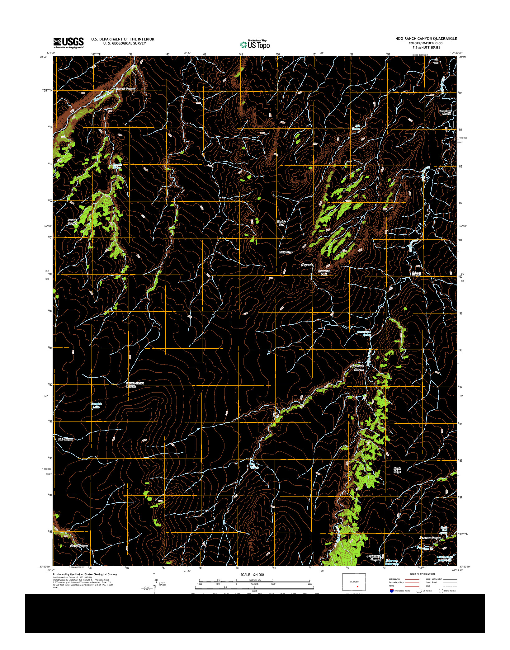 USGS US TOPO 7.5-MINUTE MAP FOR HOG RANCH CANYON, CO 2013