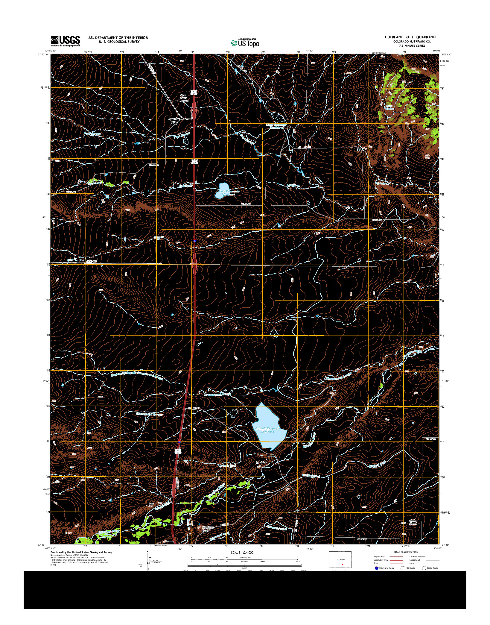 USGS US TOPO 7.5-MINUTE MAP FOR HUERFANO BUTTE, CO 2013