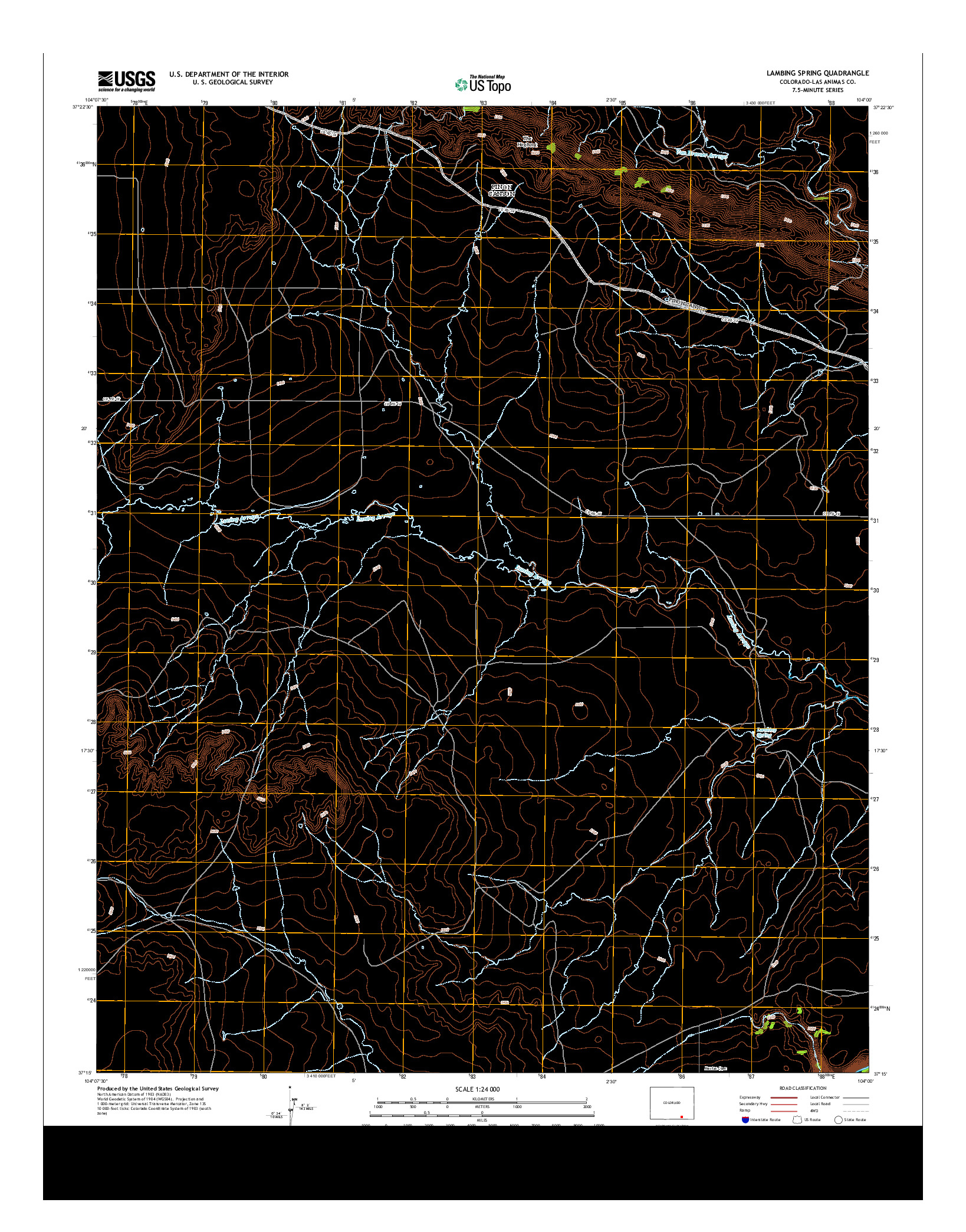 USGS US TOPO 7.5-MINUTE MAP FOR LAMBING SPRING, CO 2013