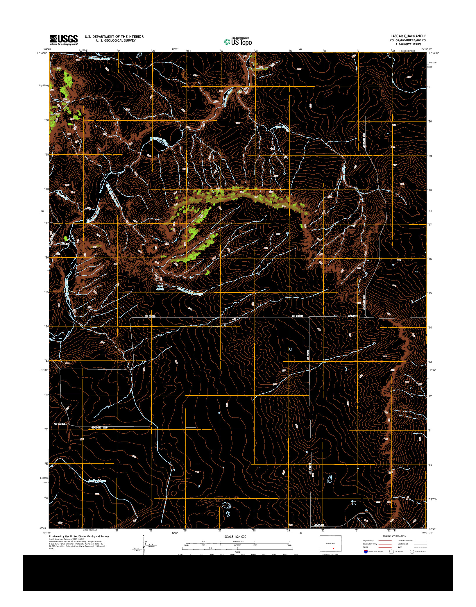 USGS US TOPO 7.5-MINUTE MAP FOR LASCAR, CO 2013