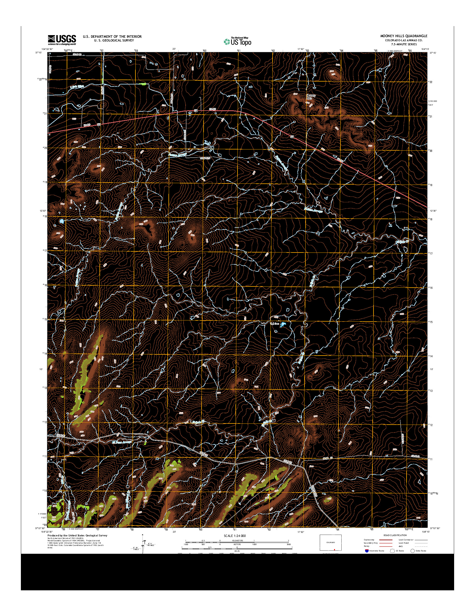 USGS US TOPO 7.5-MINUTE MAP FOR MOONEY HILLS, CO 2013