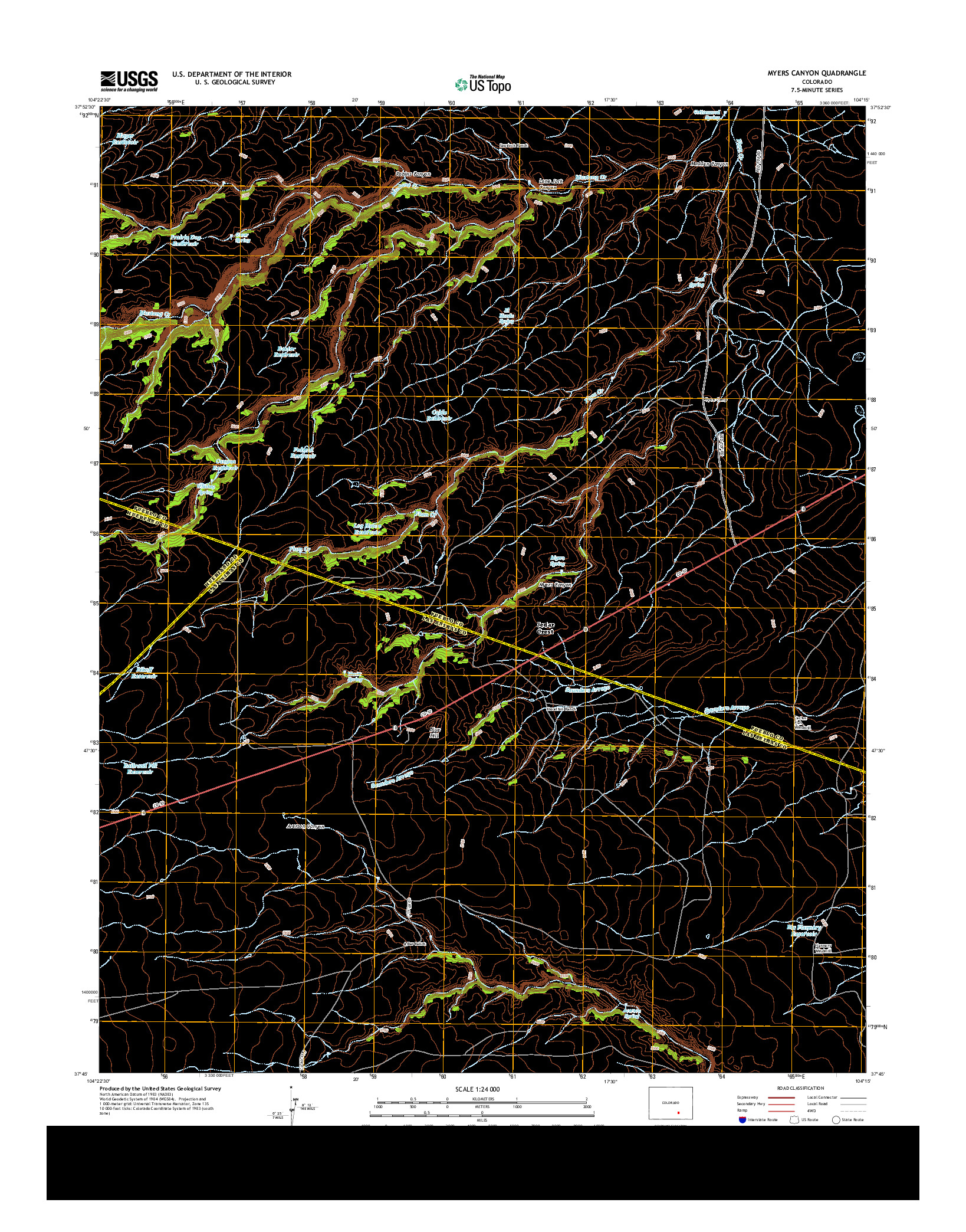 USGS US TOPO 7.5-MINUTE MAP FOR MYERS CANYON, CO 2013