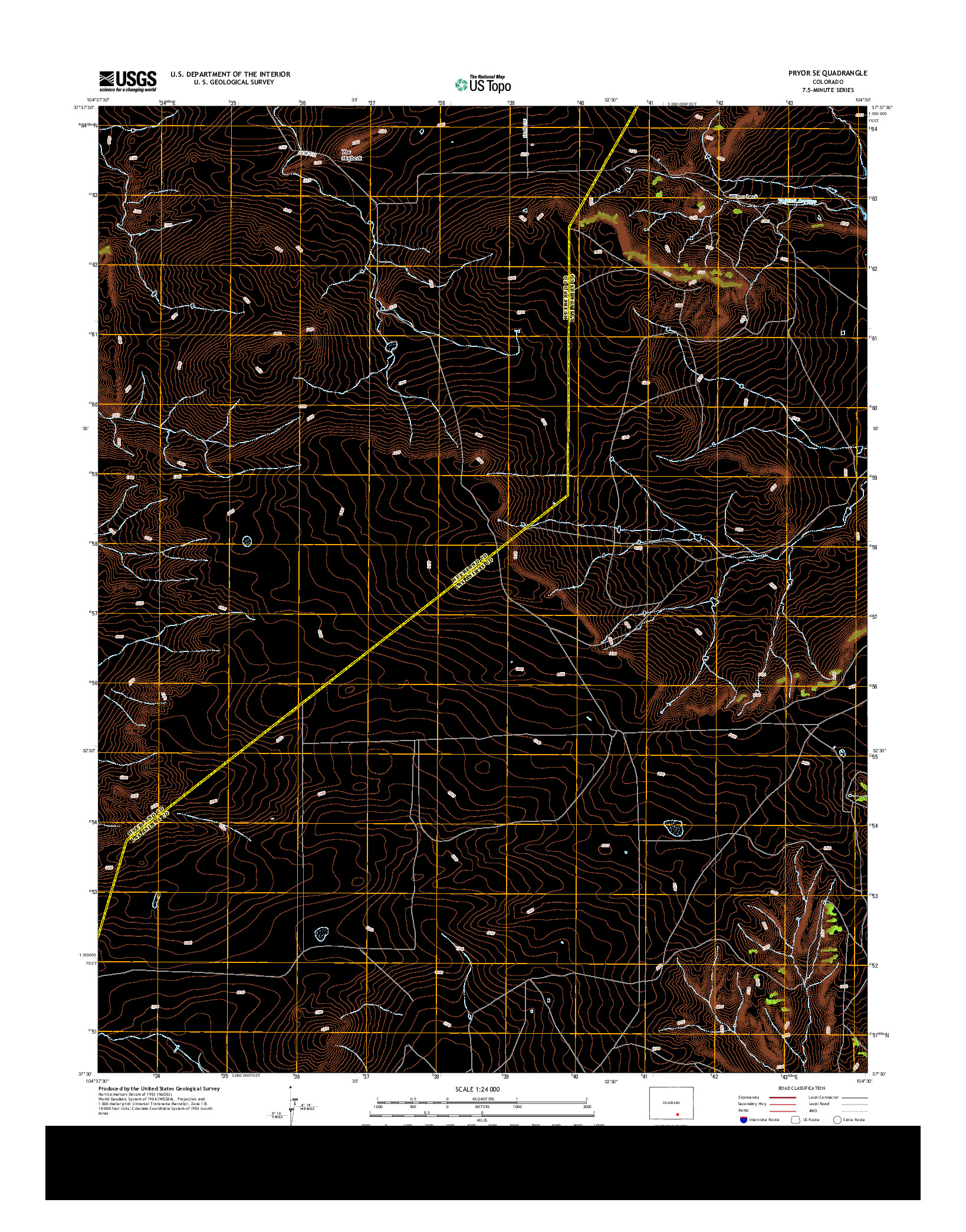 USGS US TOPO 7.5-MINUTE MAP FOR PRYOR SE, CO 2013