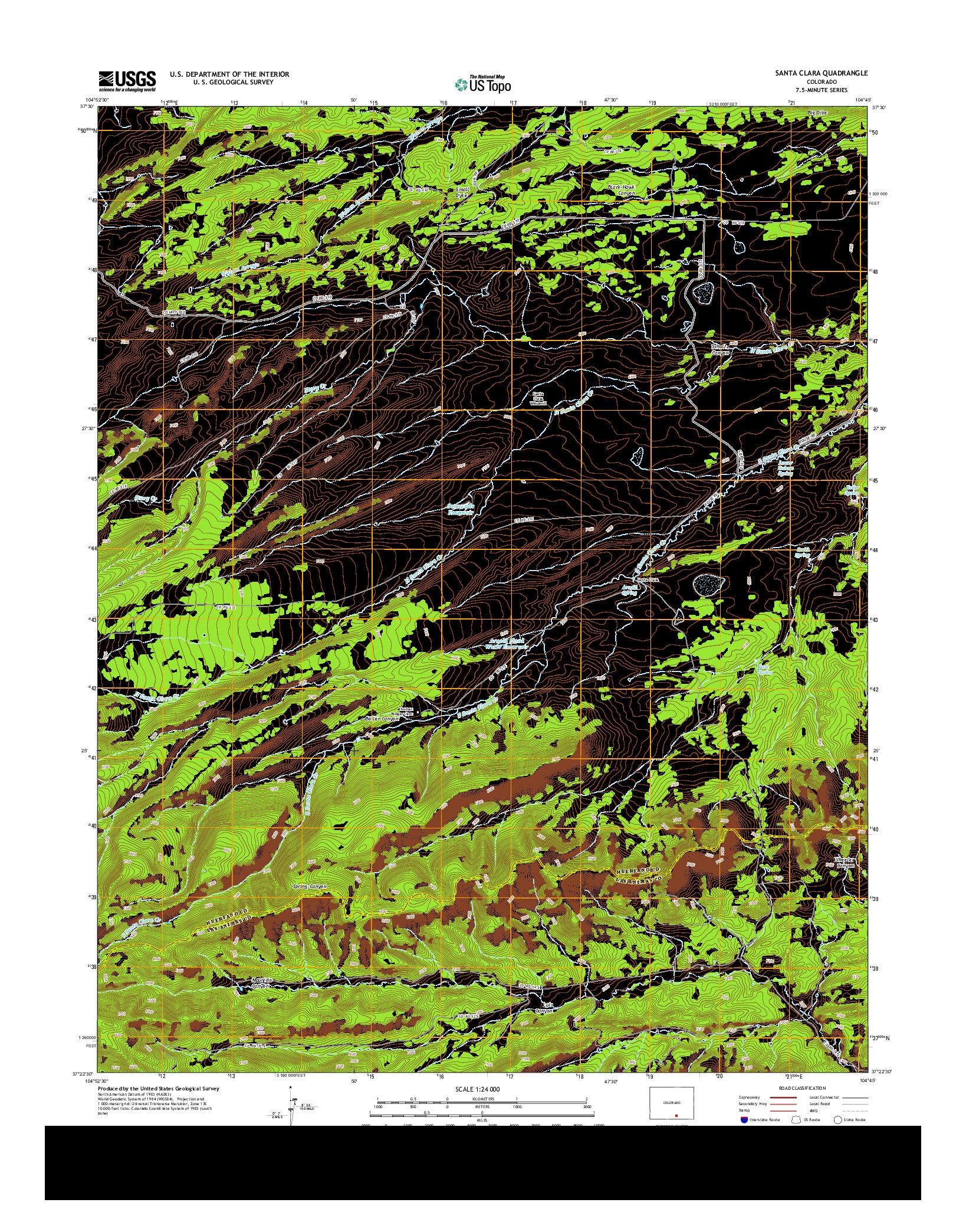 USGS US TOPO 7.5-MINUTE MAP FOR SANTA CLARA, CO 2013