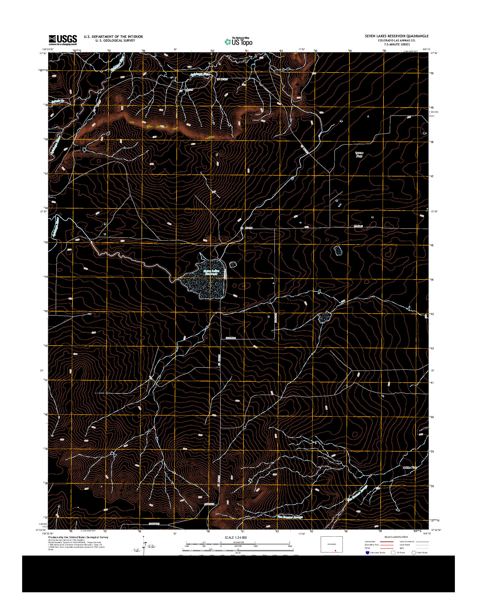 USGS US TOPO 7.5-MINUTE MAP FOR SEVEN LAKES RESERVOIR, CO 2013