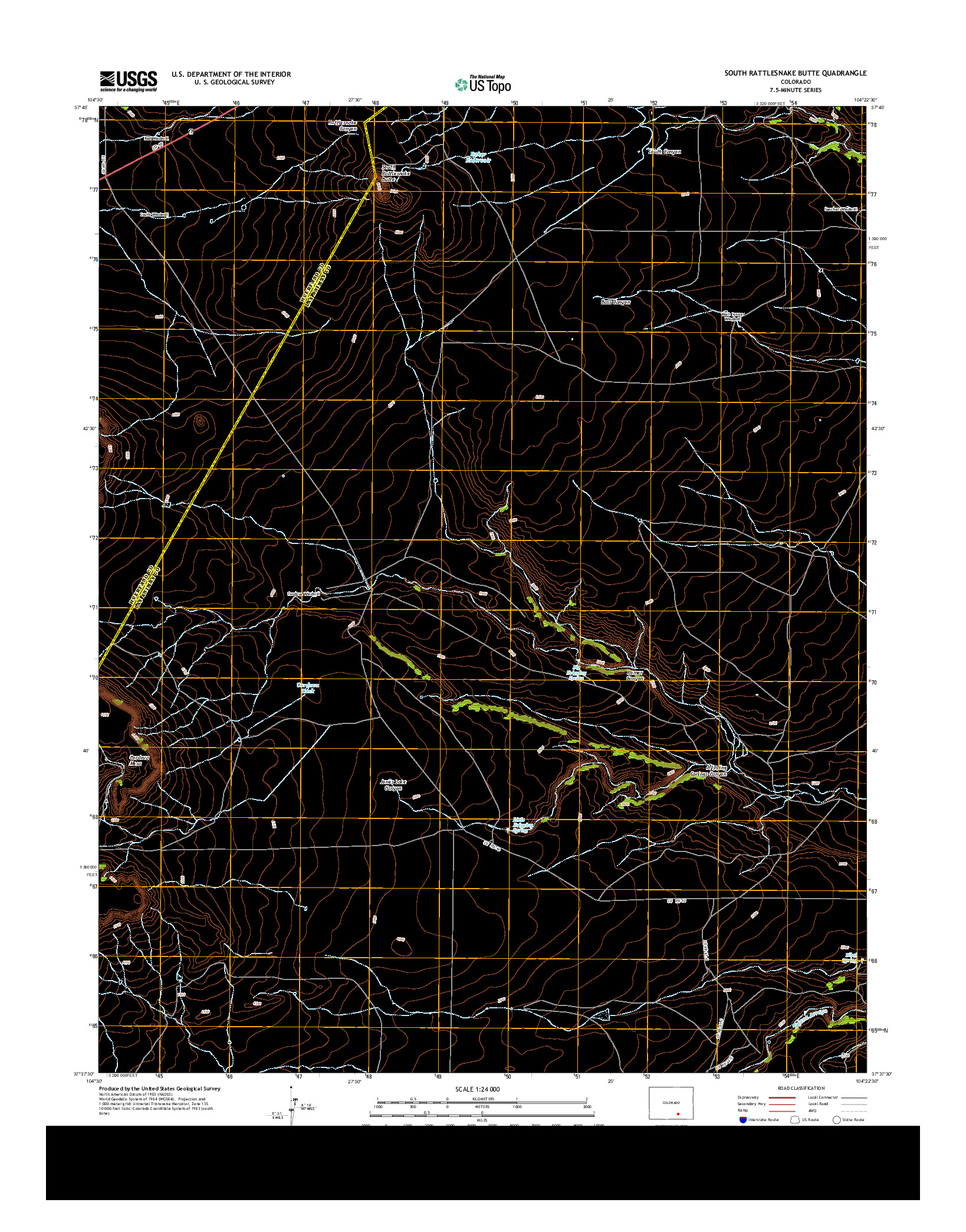 USGS US TOPO 7.5-MINUTE MAP FOR SOUTH RATTLESNAKE BUTTE, CO 2013