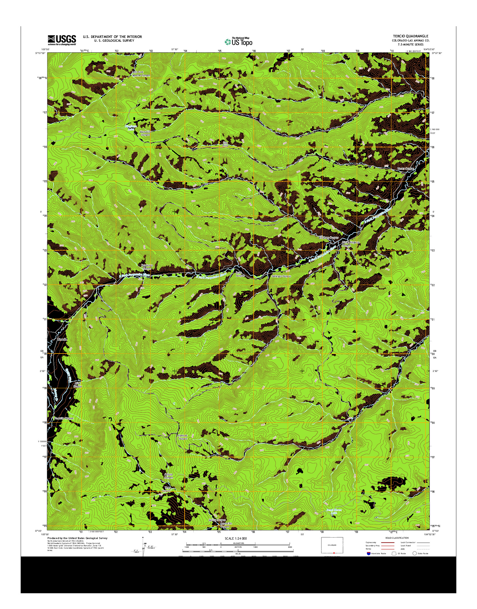 USGS US TOPO 7.5-MINUTE MAP FOR TERCIO, CO 2013