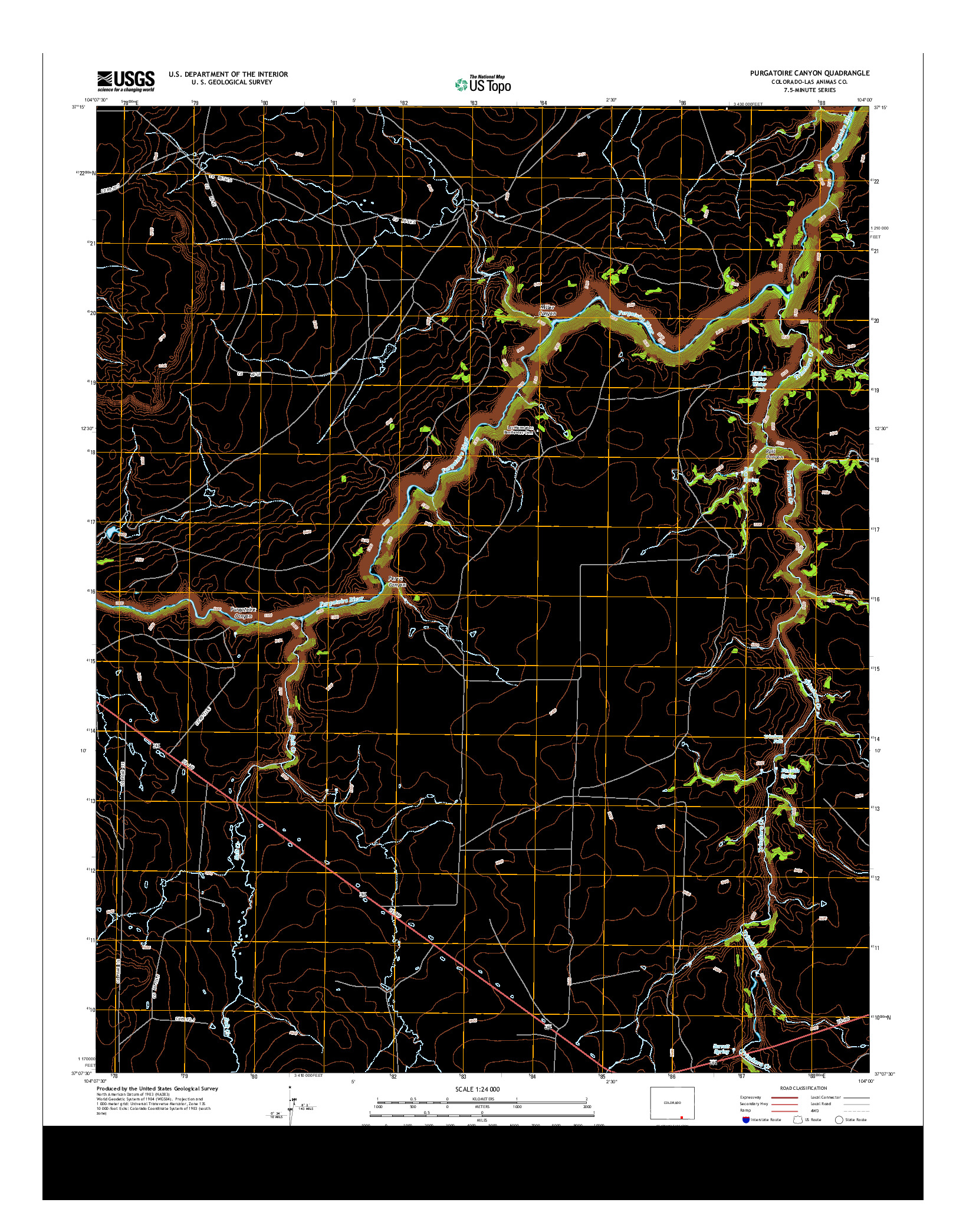 USGS US TOPO 7.5-MINUTE MAP FOR PURGATOIRE CANYON, CO 2013