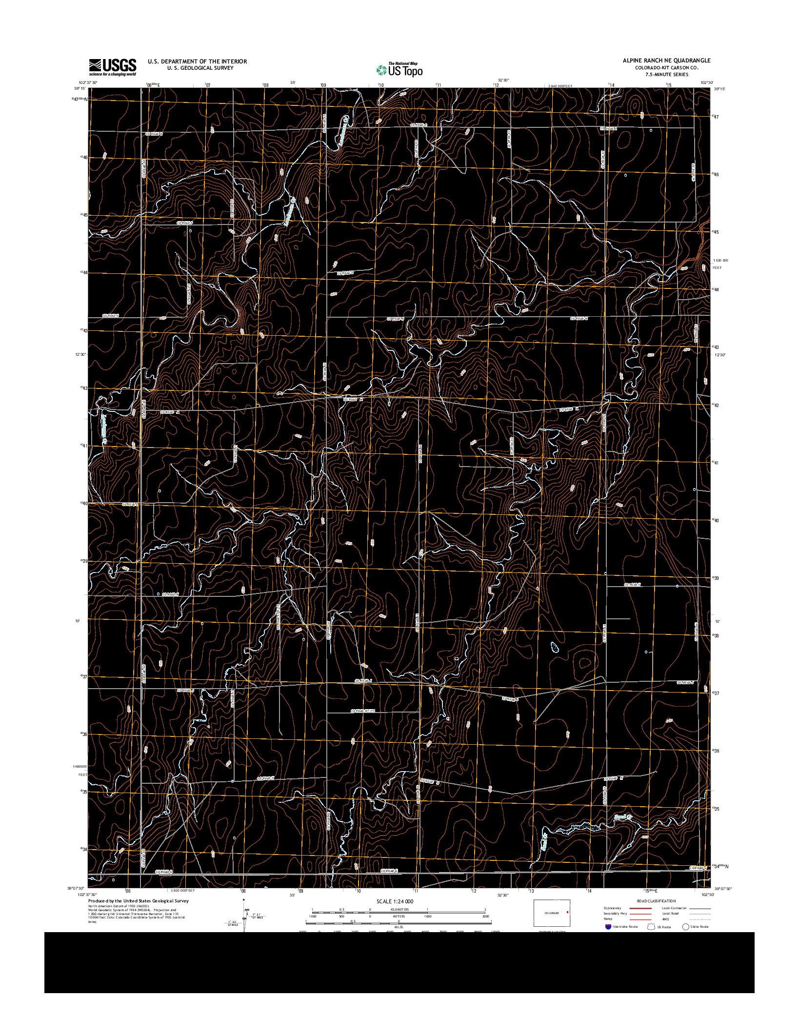 USGS US TOPO 7.5-MINUTE MAP FOR ALPINE RANCH NE, CO 2013