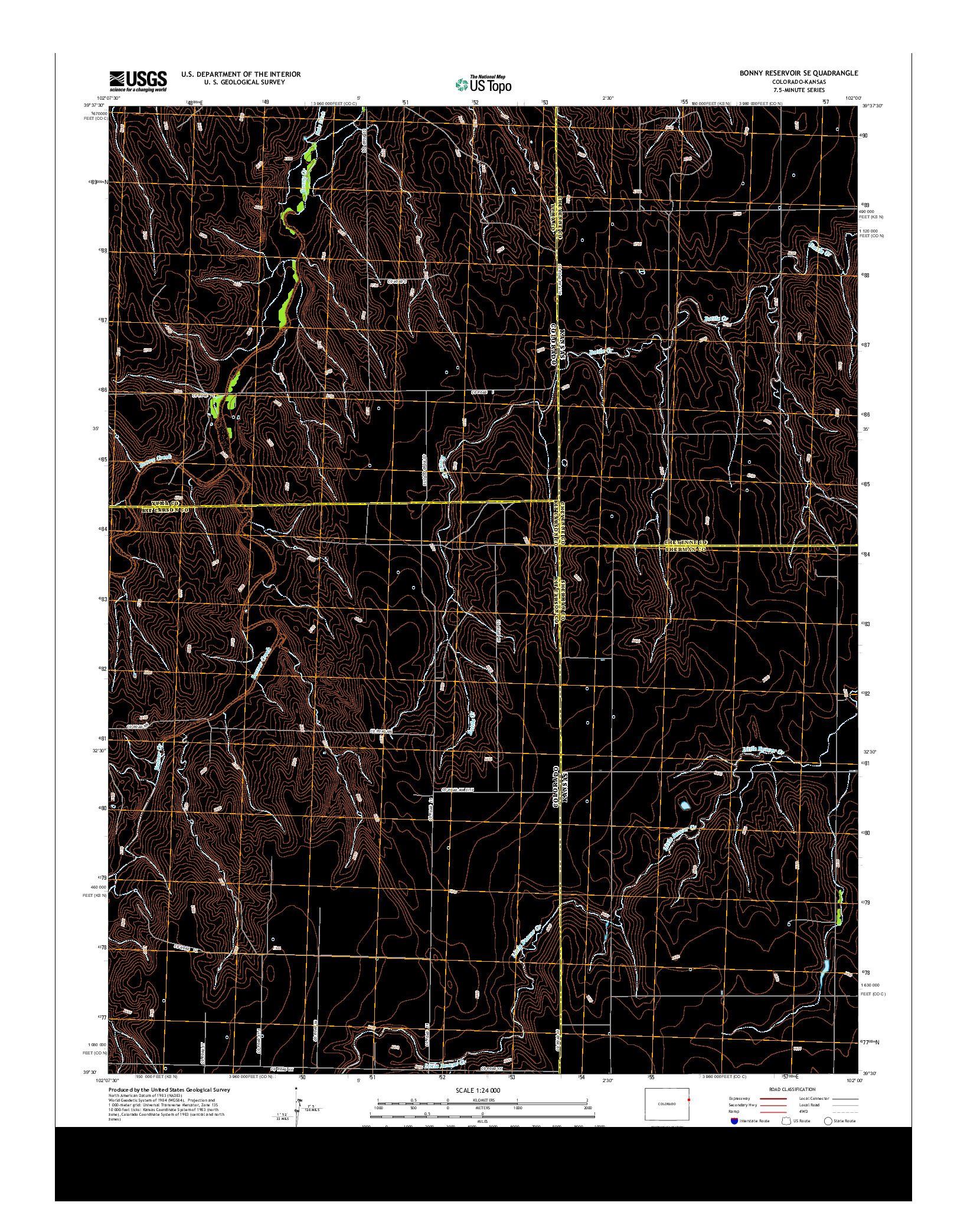 USGS US TOPO 7.5-MINUTE MAP FOR BONNY RESERVOIR SE, CO-KS 2013