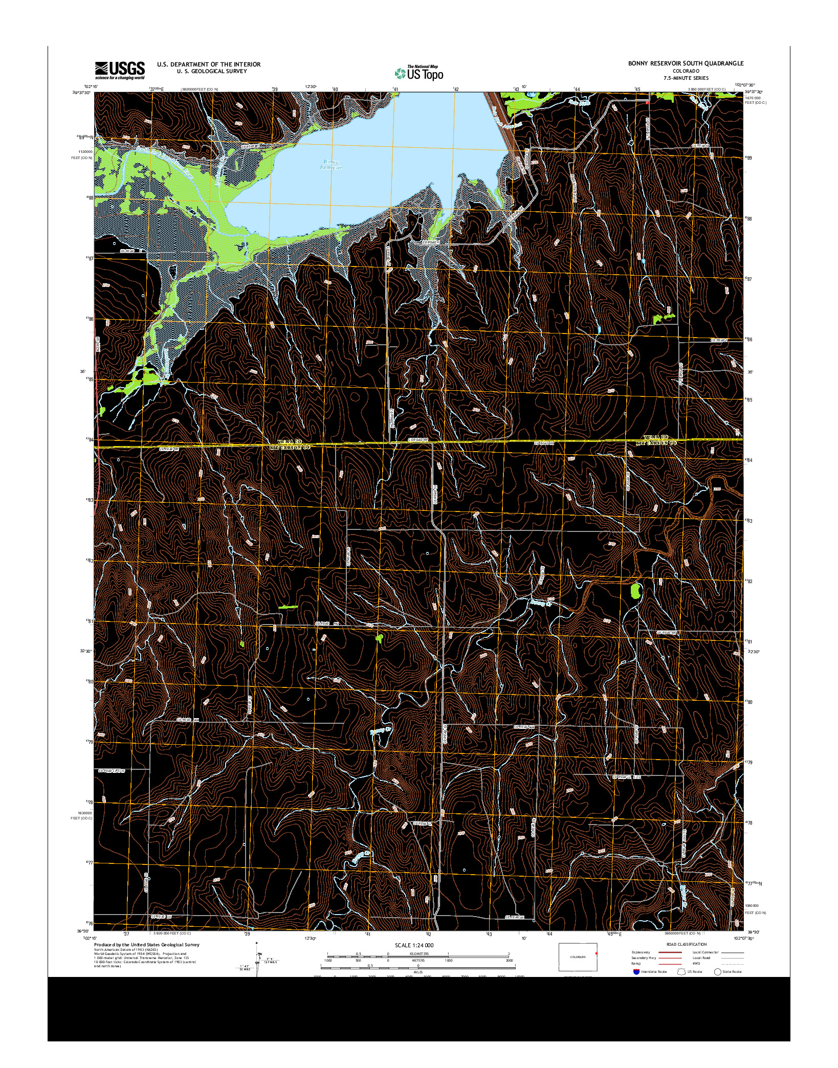 USGS US TOPO 7.5-MINUTE MAP FOR BONNY RESERVOIR SOUTH, CO 2013