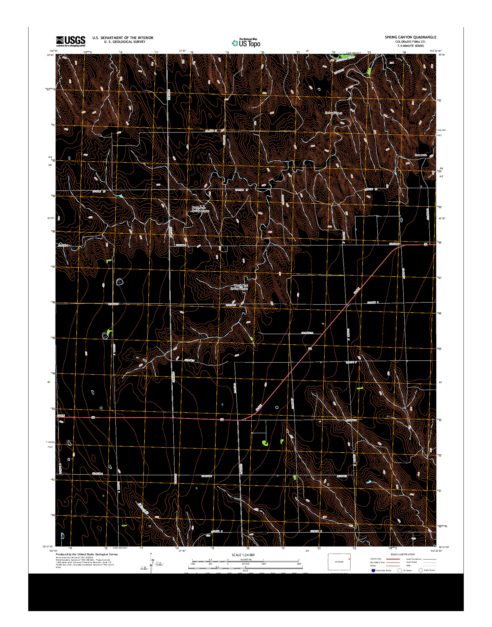 USGS US TOPO 7.5-MINUTE MAP FOR SPRING CANYON, CO 2013