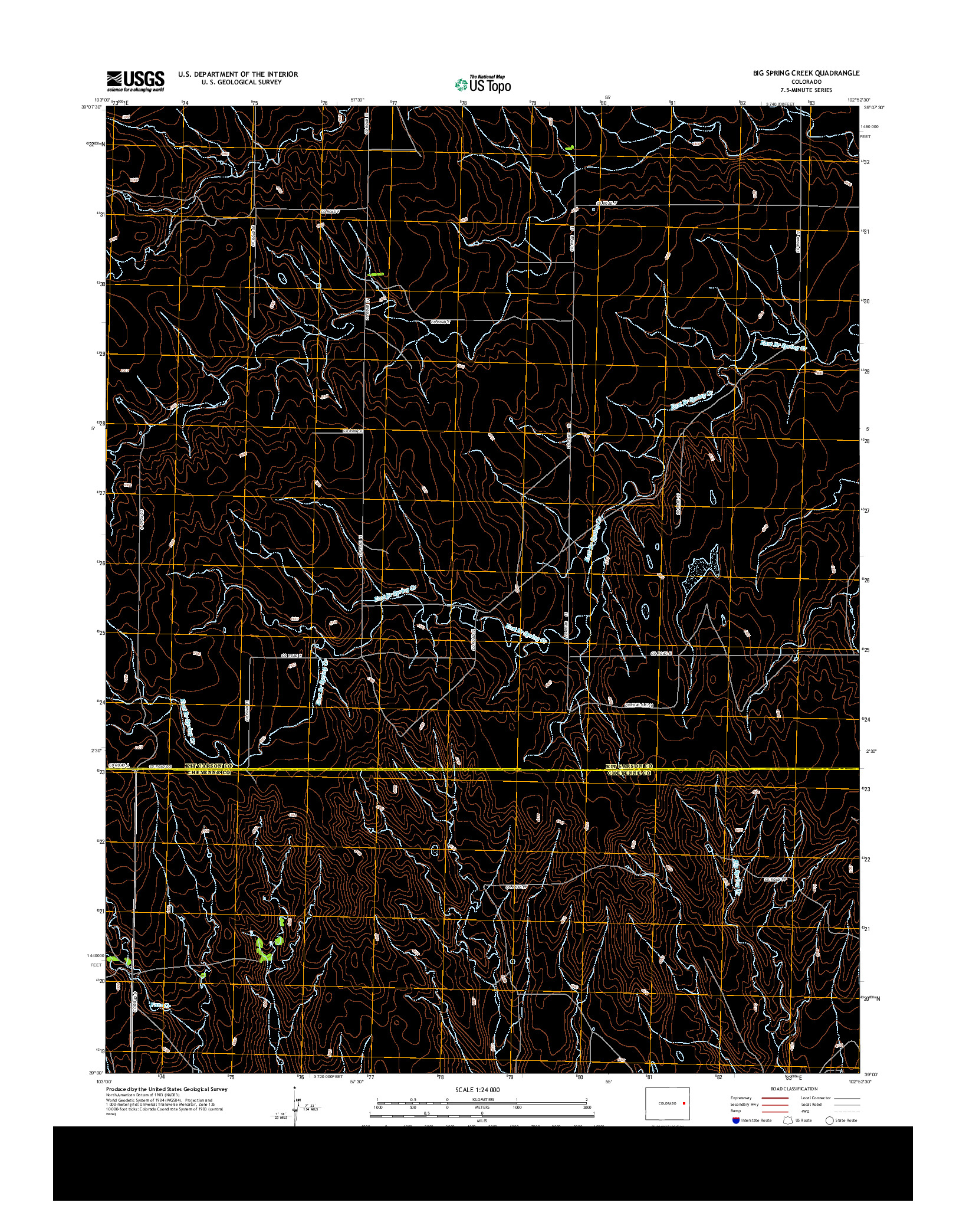 USGS US TOPO 7.5-MINUTE MAP FOR BIG SPRING CREEK, CO 2013