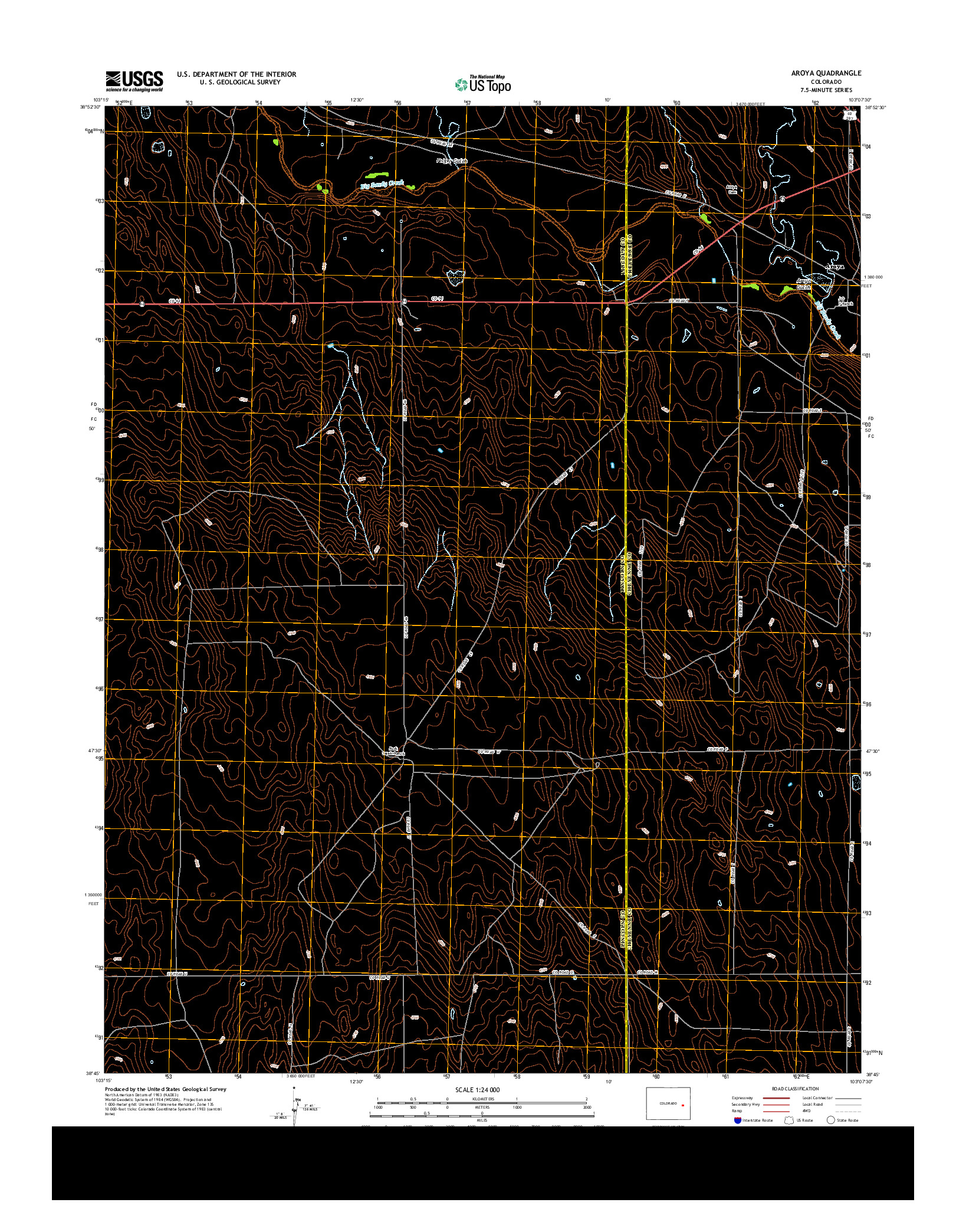 USGS US TOPO 7.5-MINUTE MAP FOR AROYA, CO 2013