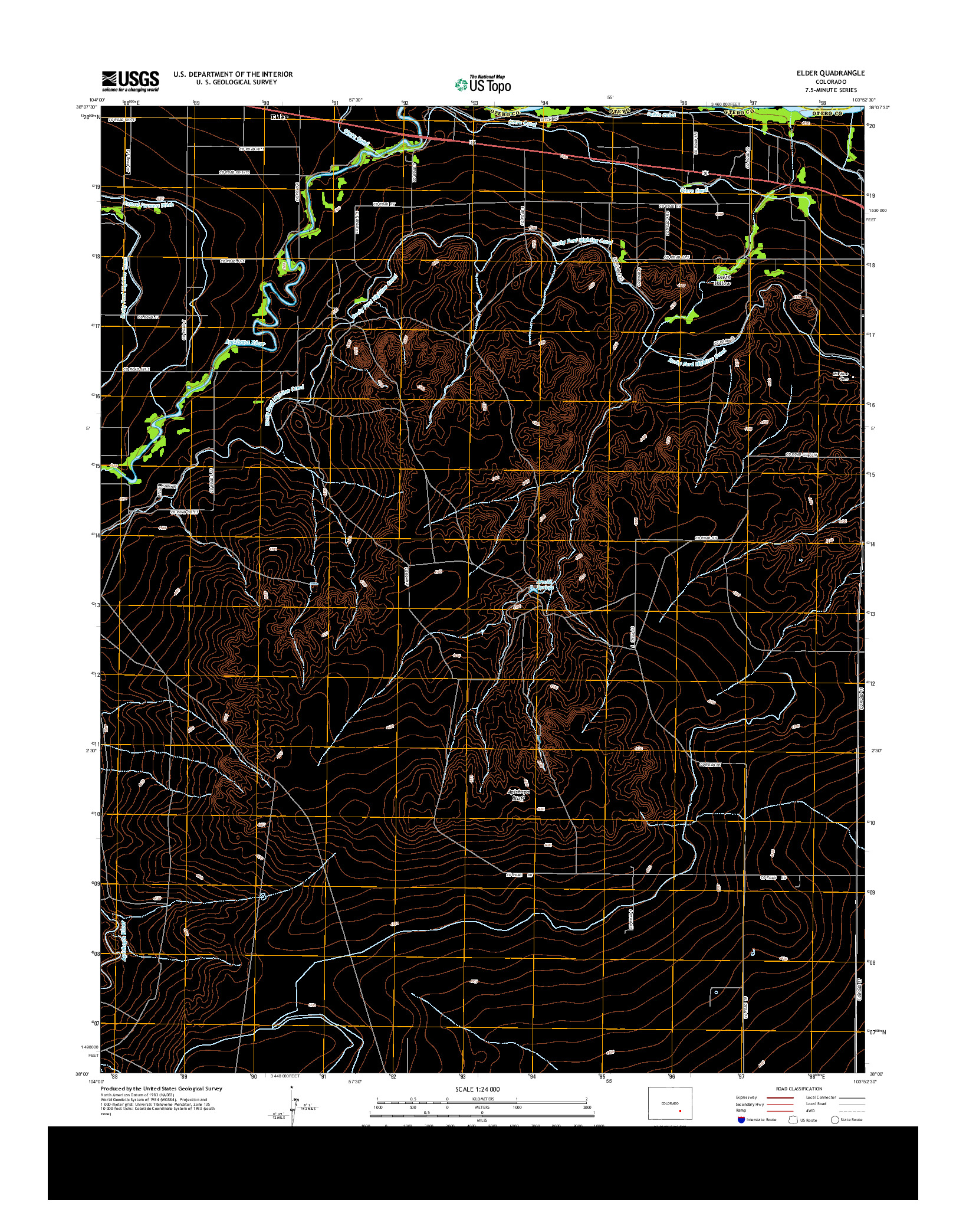 USGS US TOPO 7.5-MINUTE MAP FOR ELDER, CO 2013