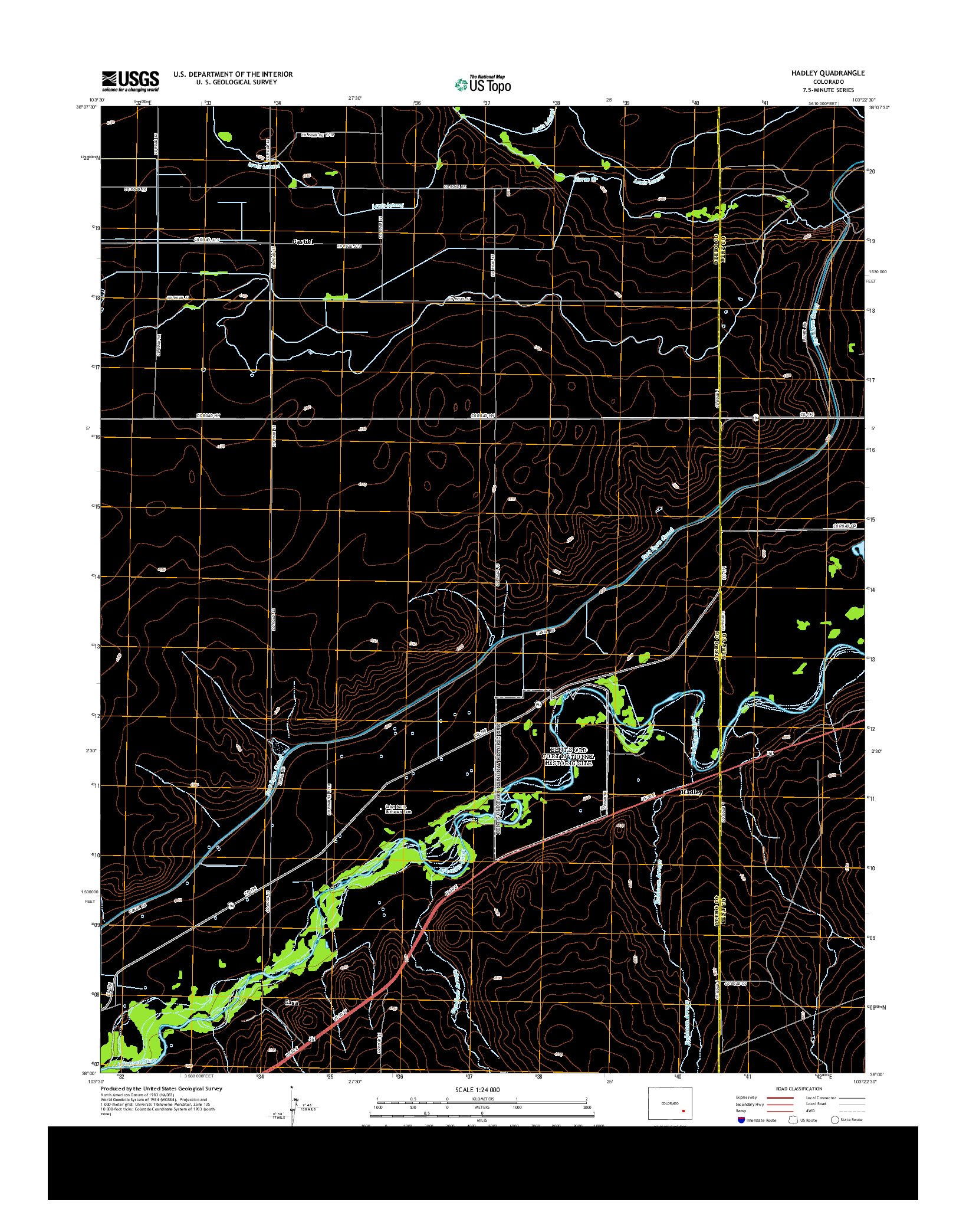 USGS US TOPO 7.5-MINUTE MAP FOR HADLEY, CO 2013