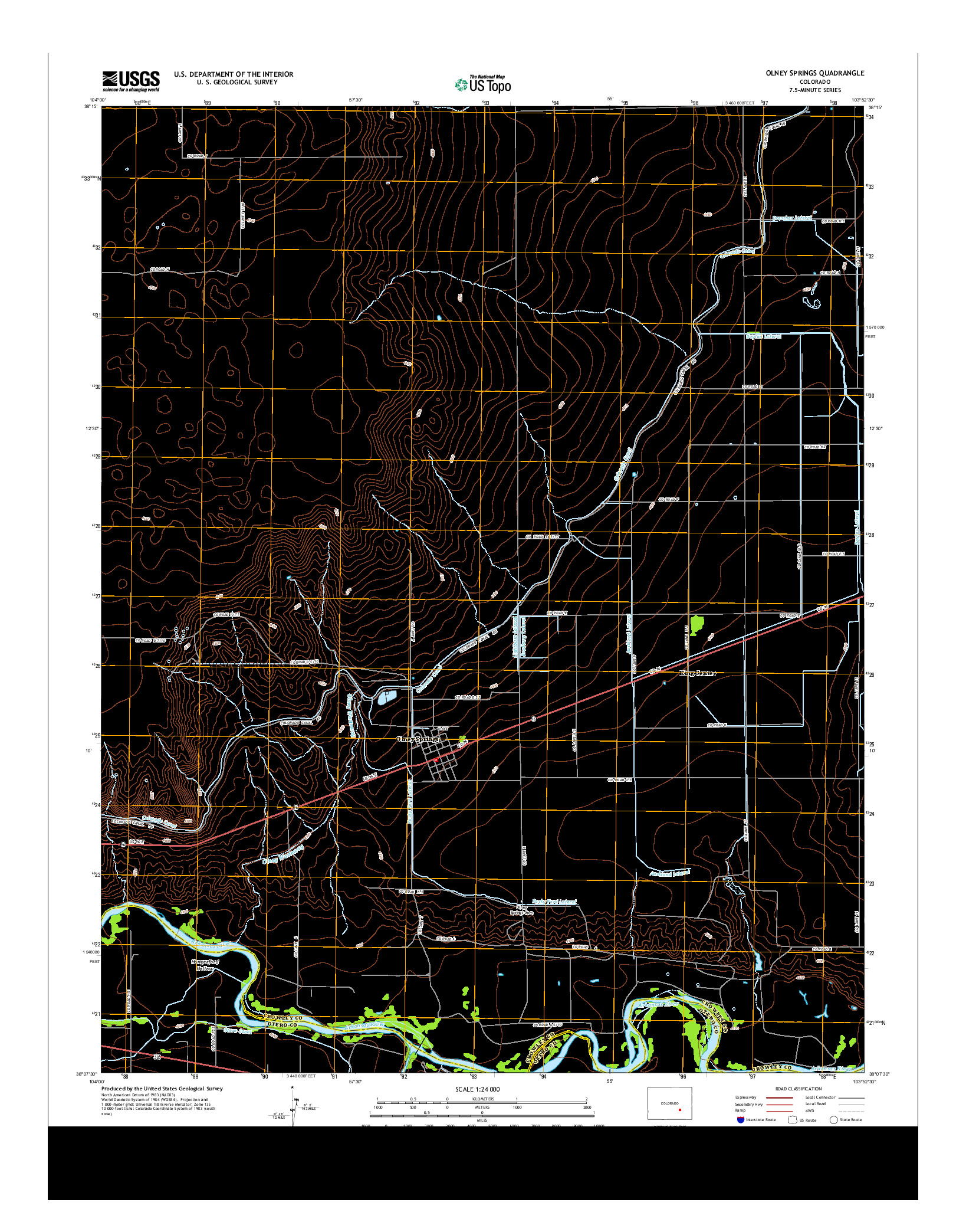 USGS US TOPO 7.5-MINUTE MAP FOR OLNEY SPRINGS, CO 2013