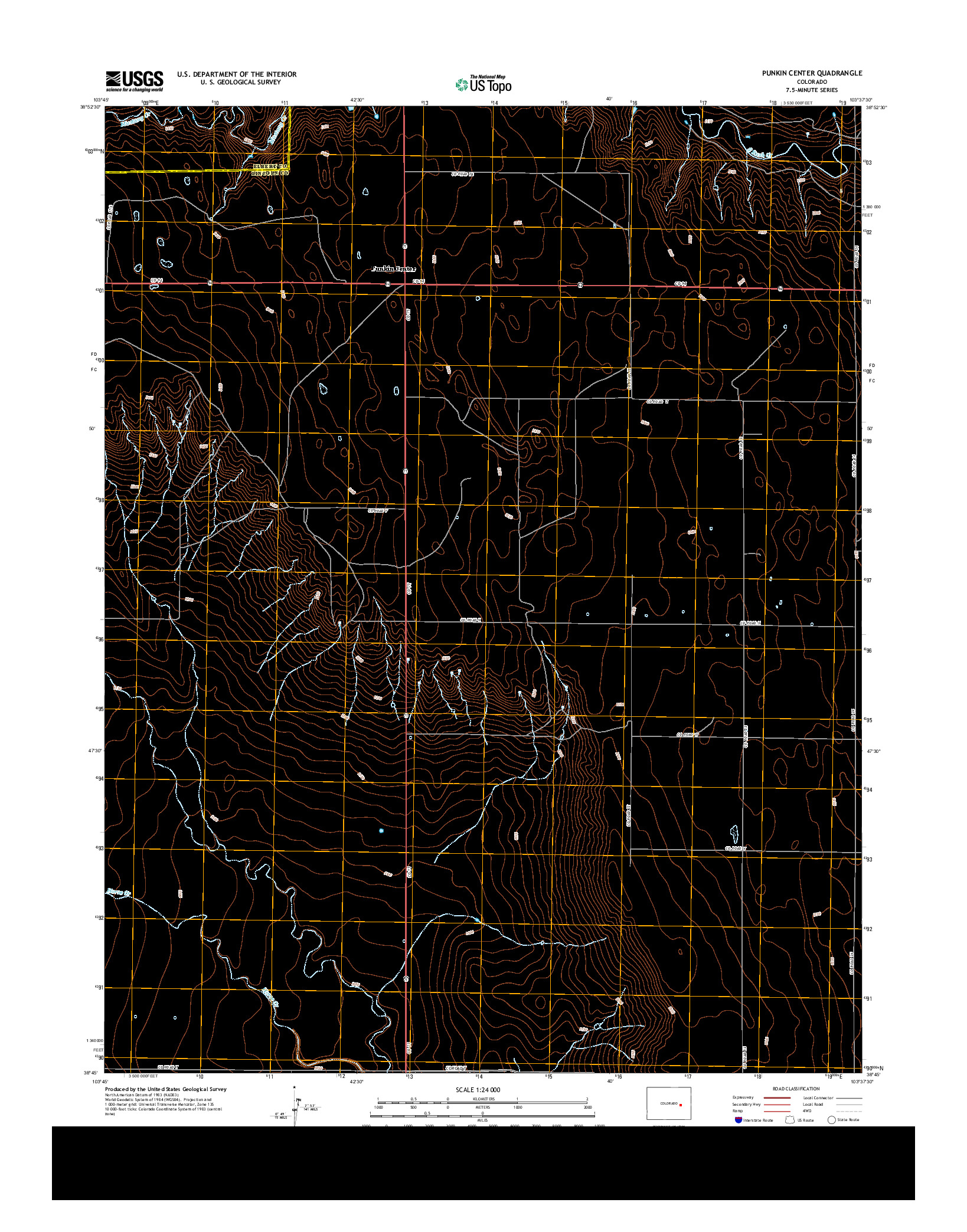 USGS US TOPO 7.5-MINUTE MAP FOR PUNKIN CENTER, CO 2013