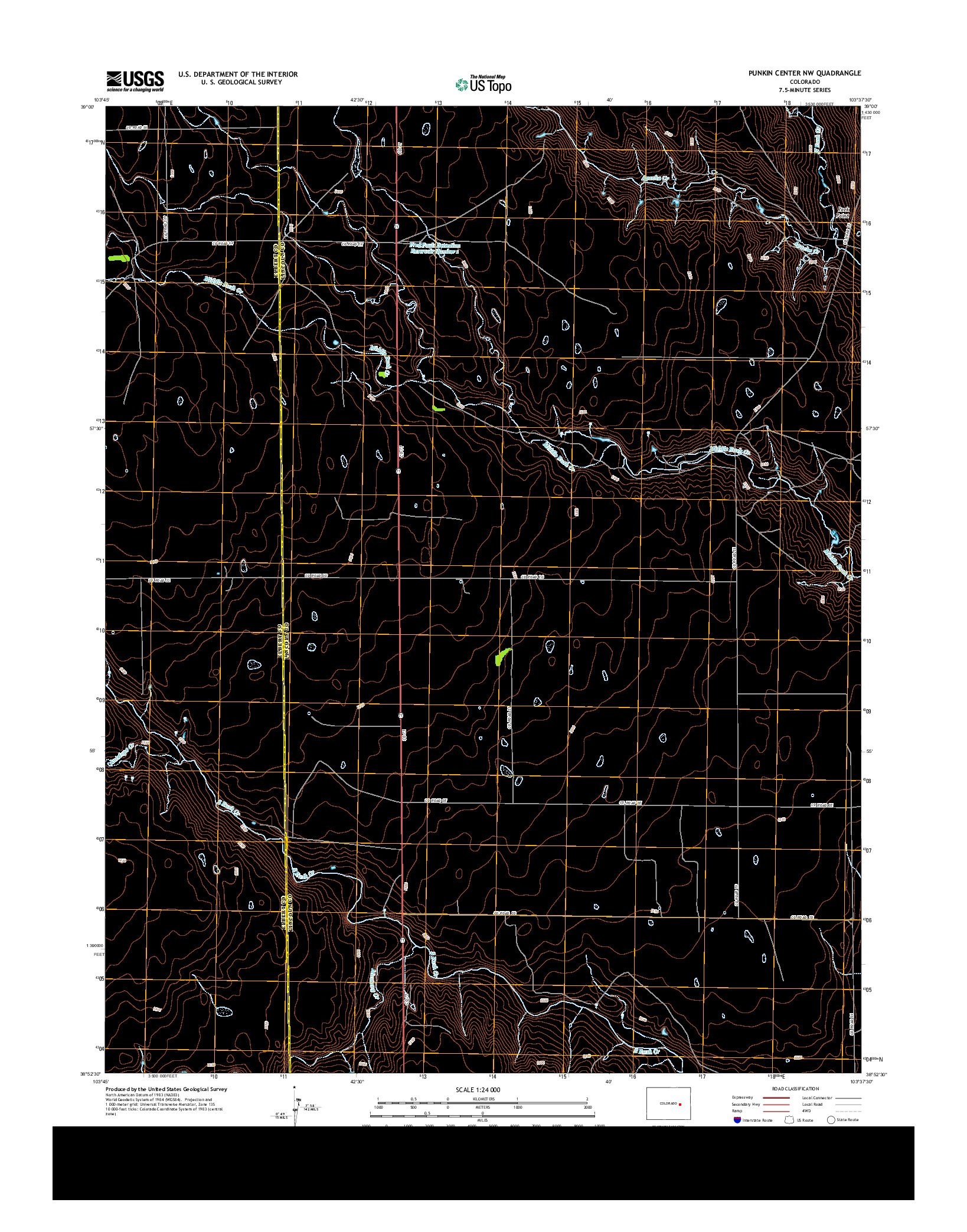 USGS US TOPO 7.5-MINUTE MAP FOR PUNKIN CENTER NW, CO 2013