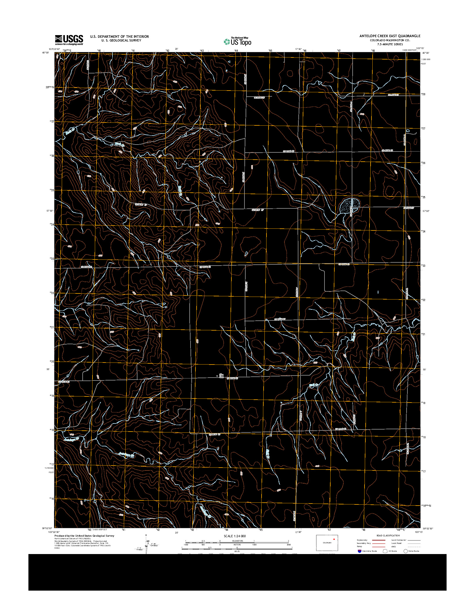 USGS US TOPO 7.5-MINUTE MAP FOR ANTELOPE CREEK EAST, CO 2013