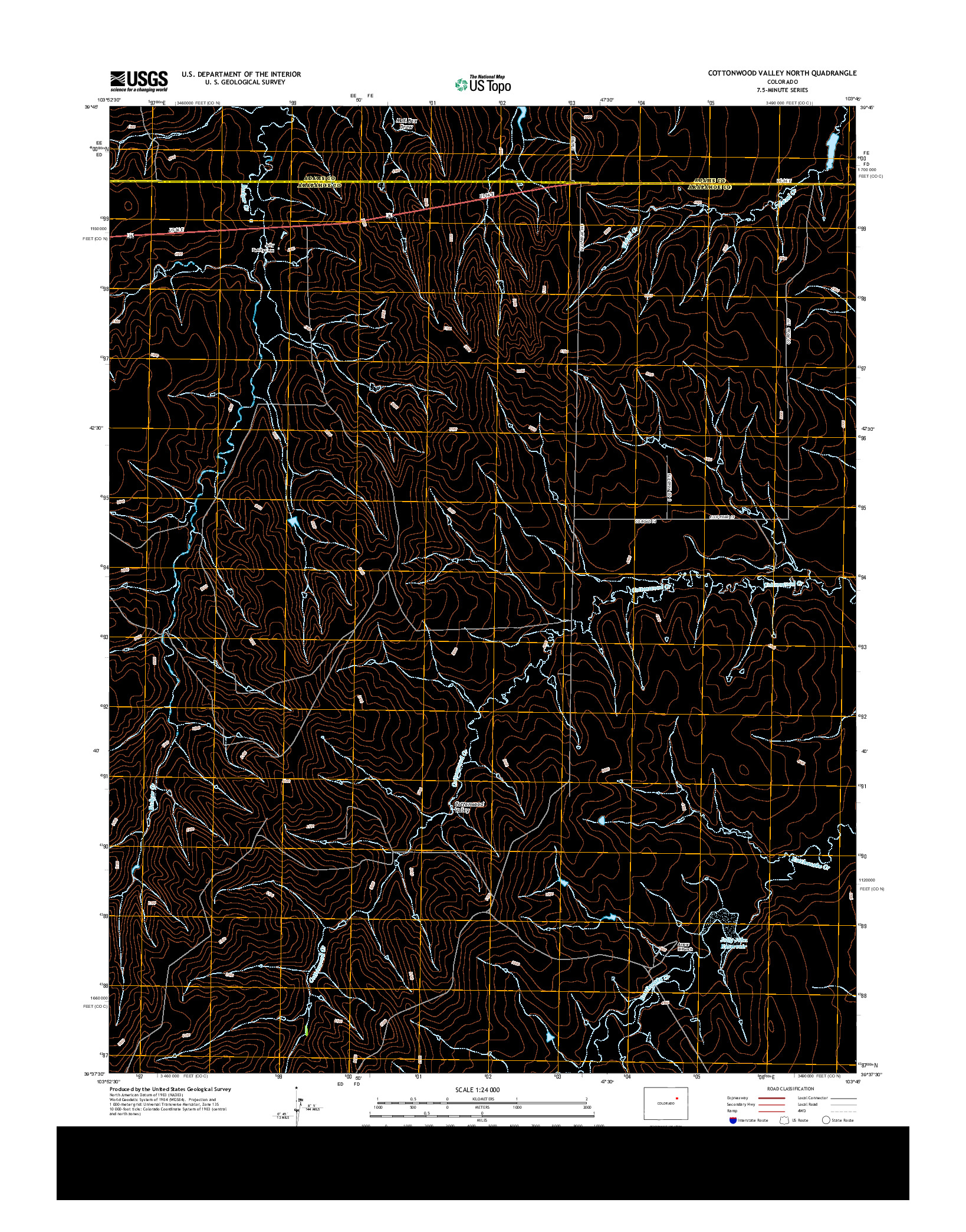 USGS US TOPO 7.5-MINUTE MAP FOR COTTONWOOD VALLEY NORTH, CO 2013